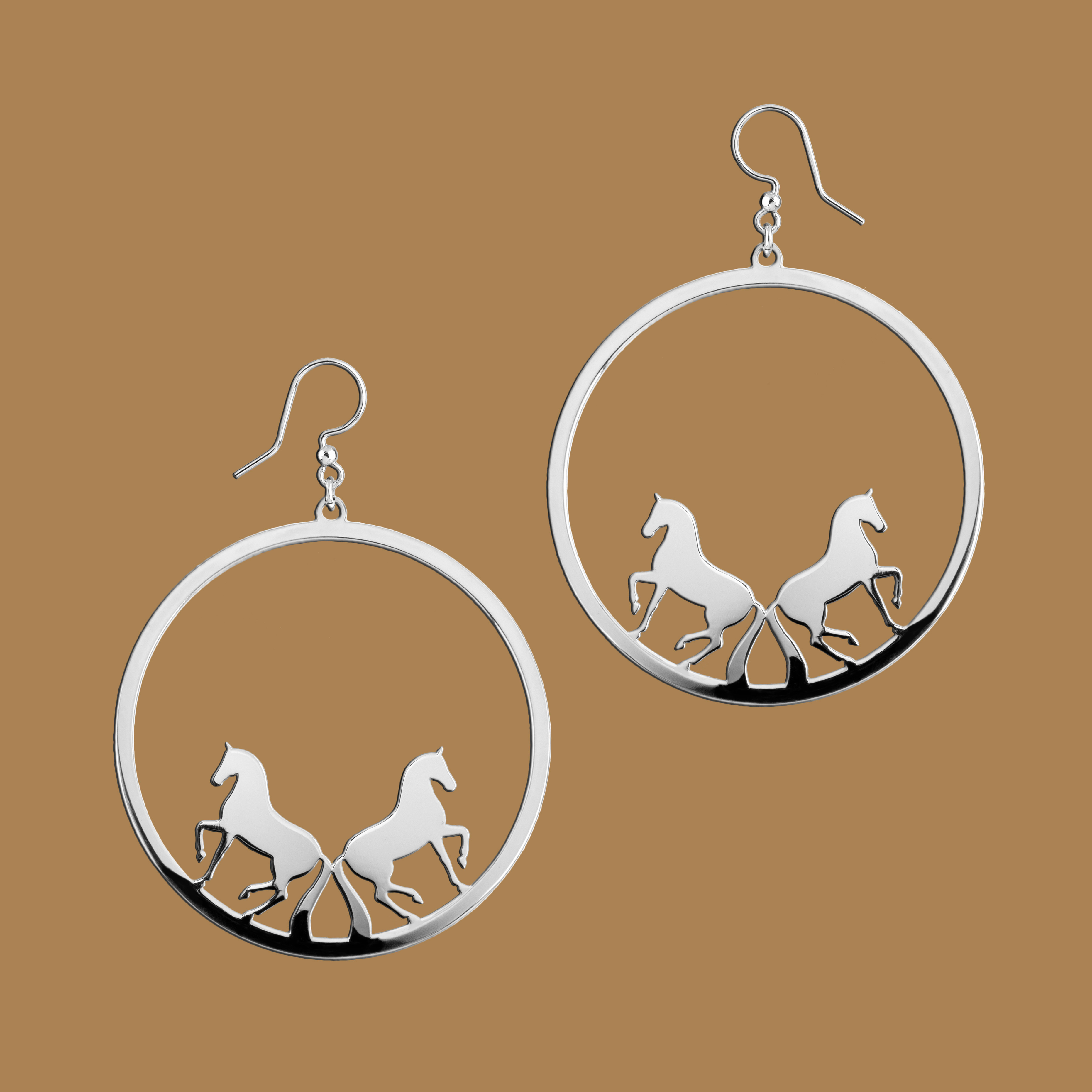 Náušnice piaf - 2 kone kruh - 5cm