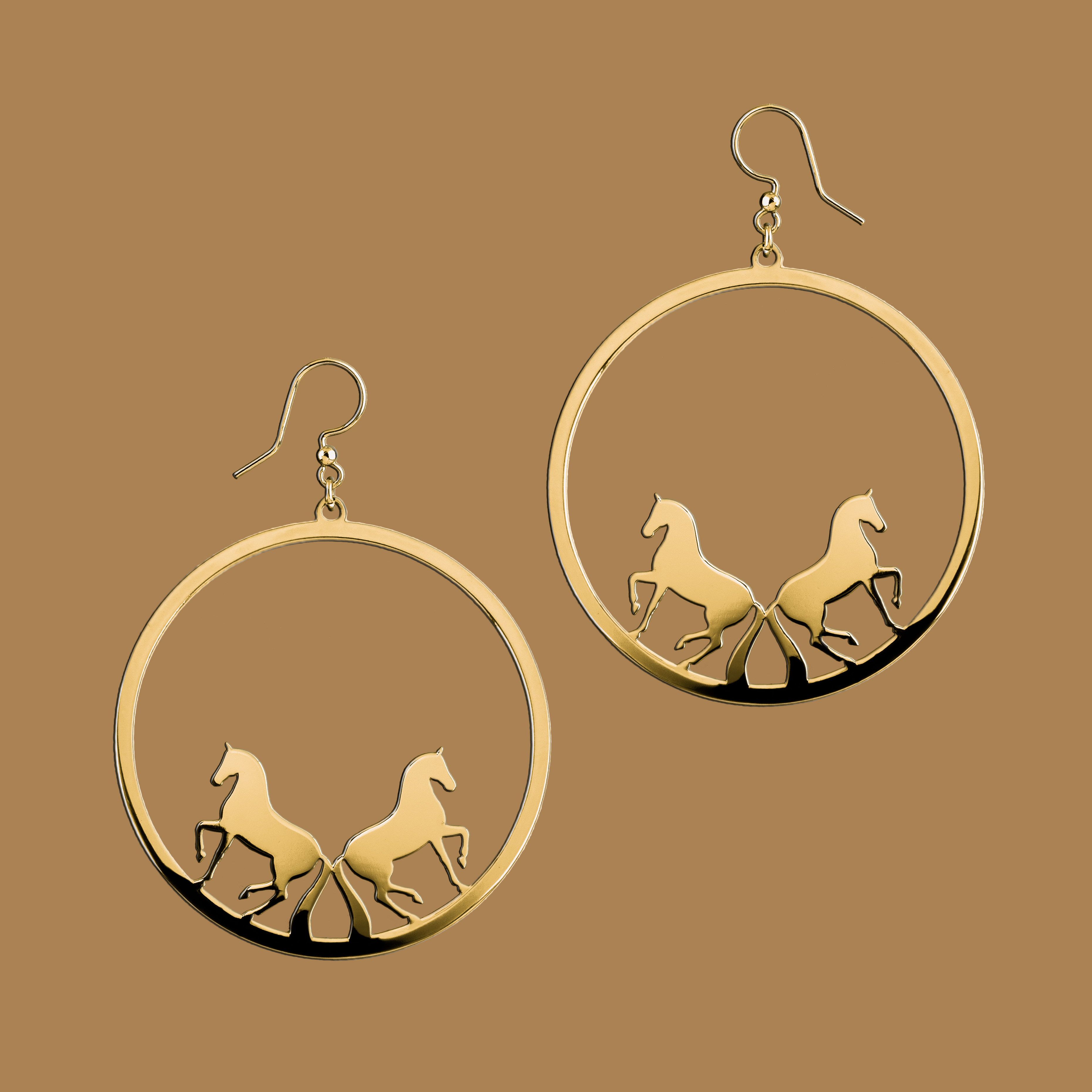 Náušnice piaf - 2 kone kruh - 5cm