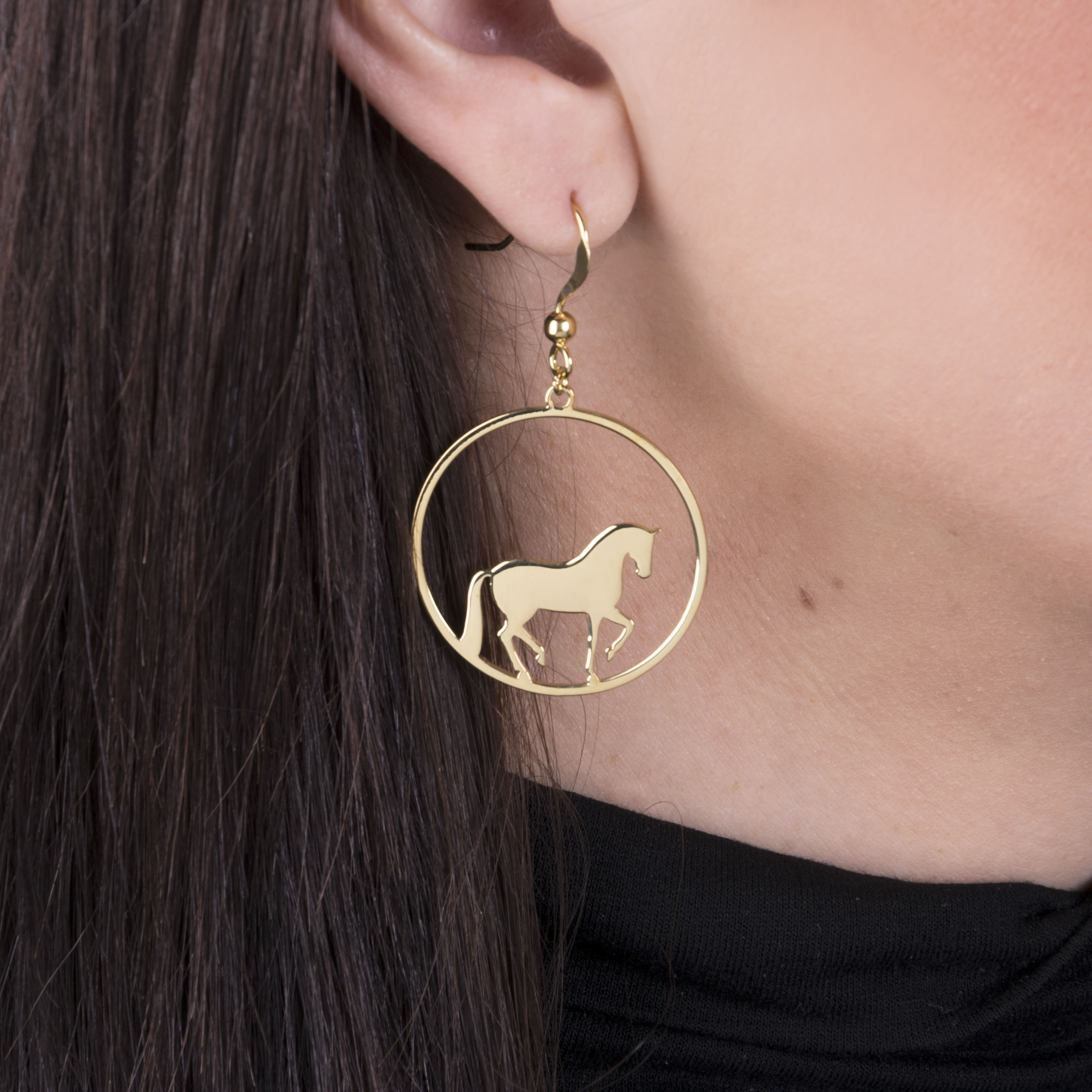Náušnice piaf - kôň kruh - 3cm