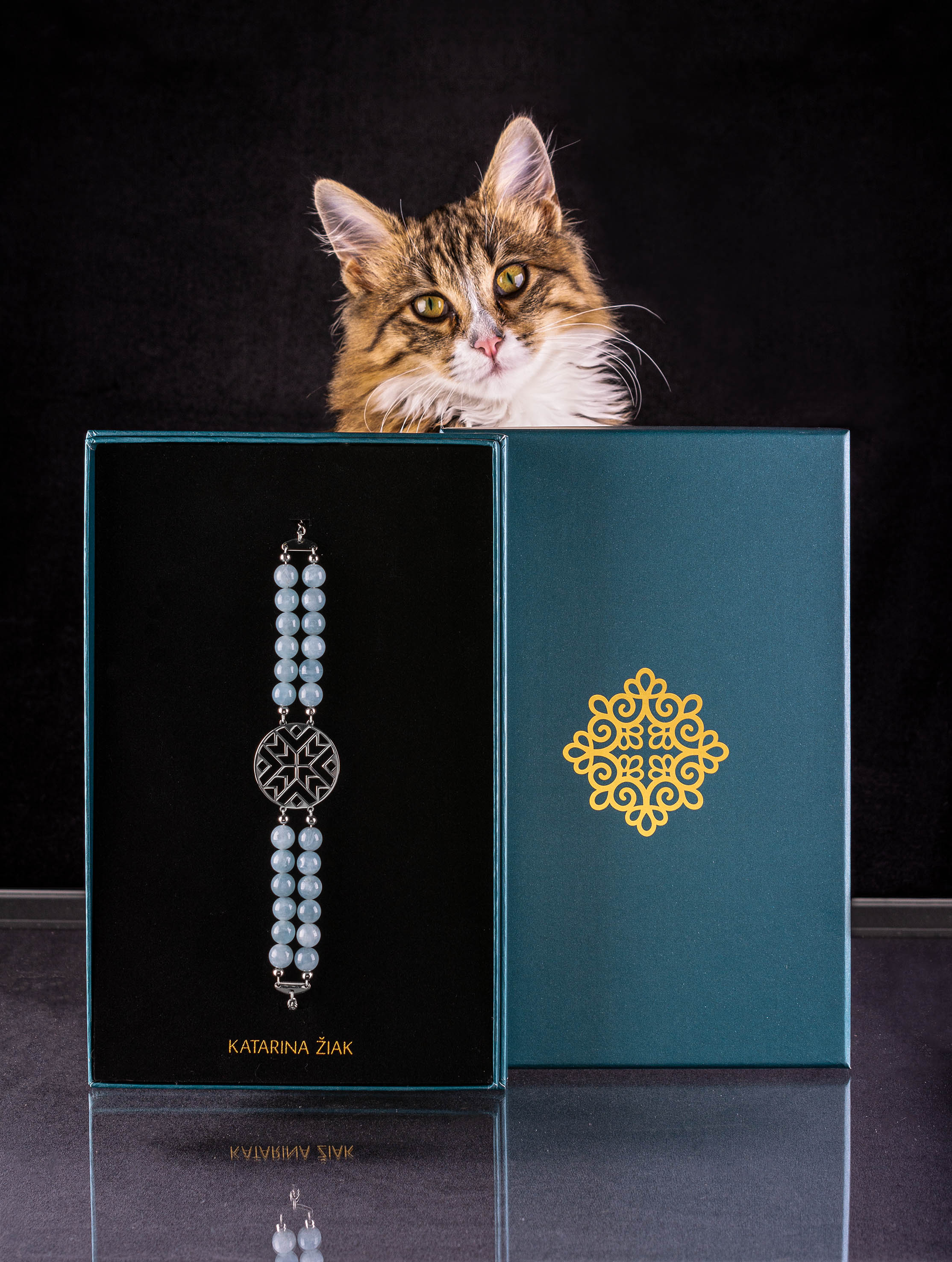 Náramok geometria - akvamarín