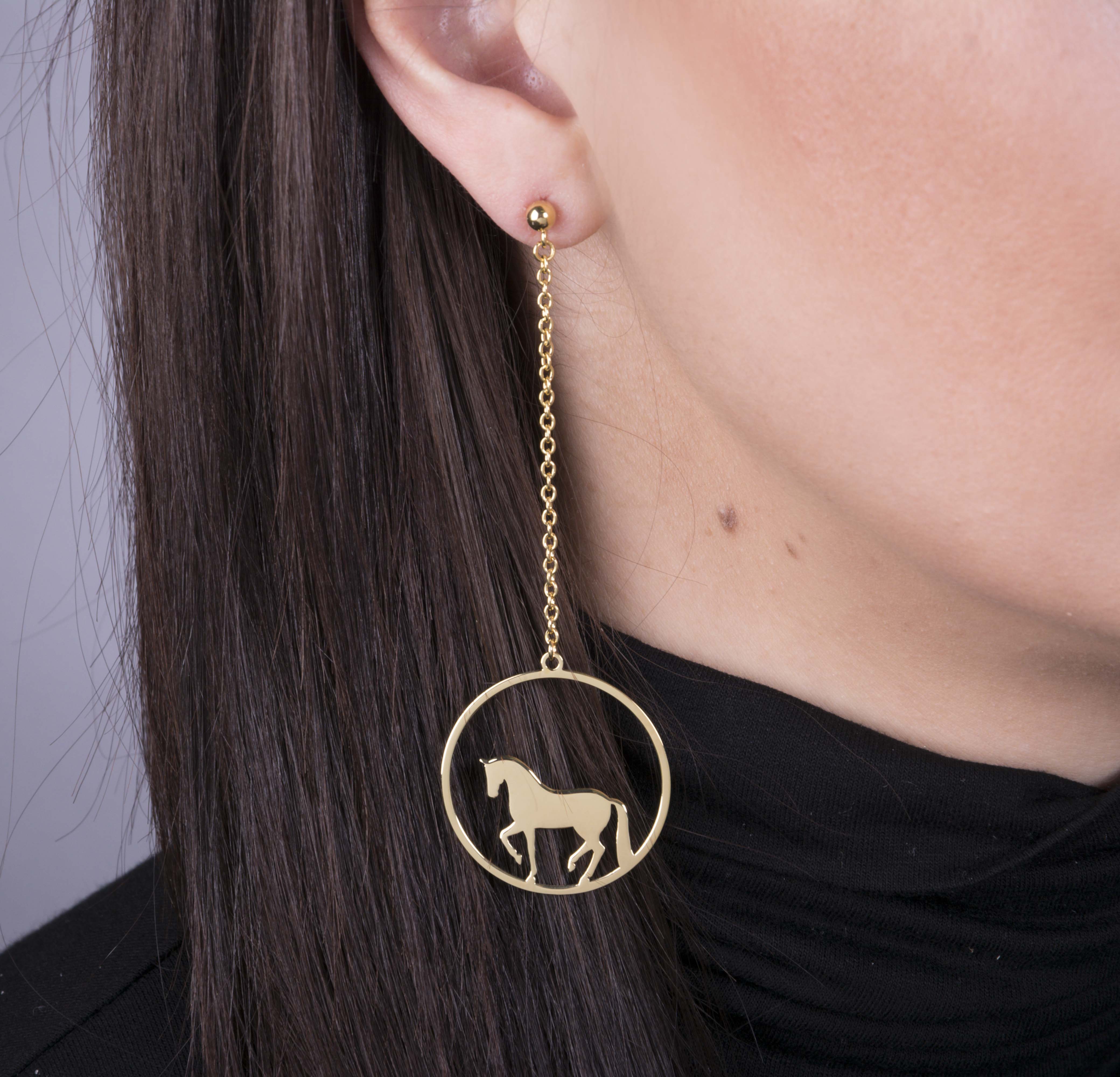 Náušnice piaf - kôň kruh - 3cm na retiazke