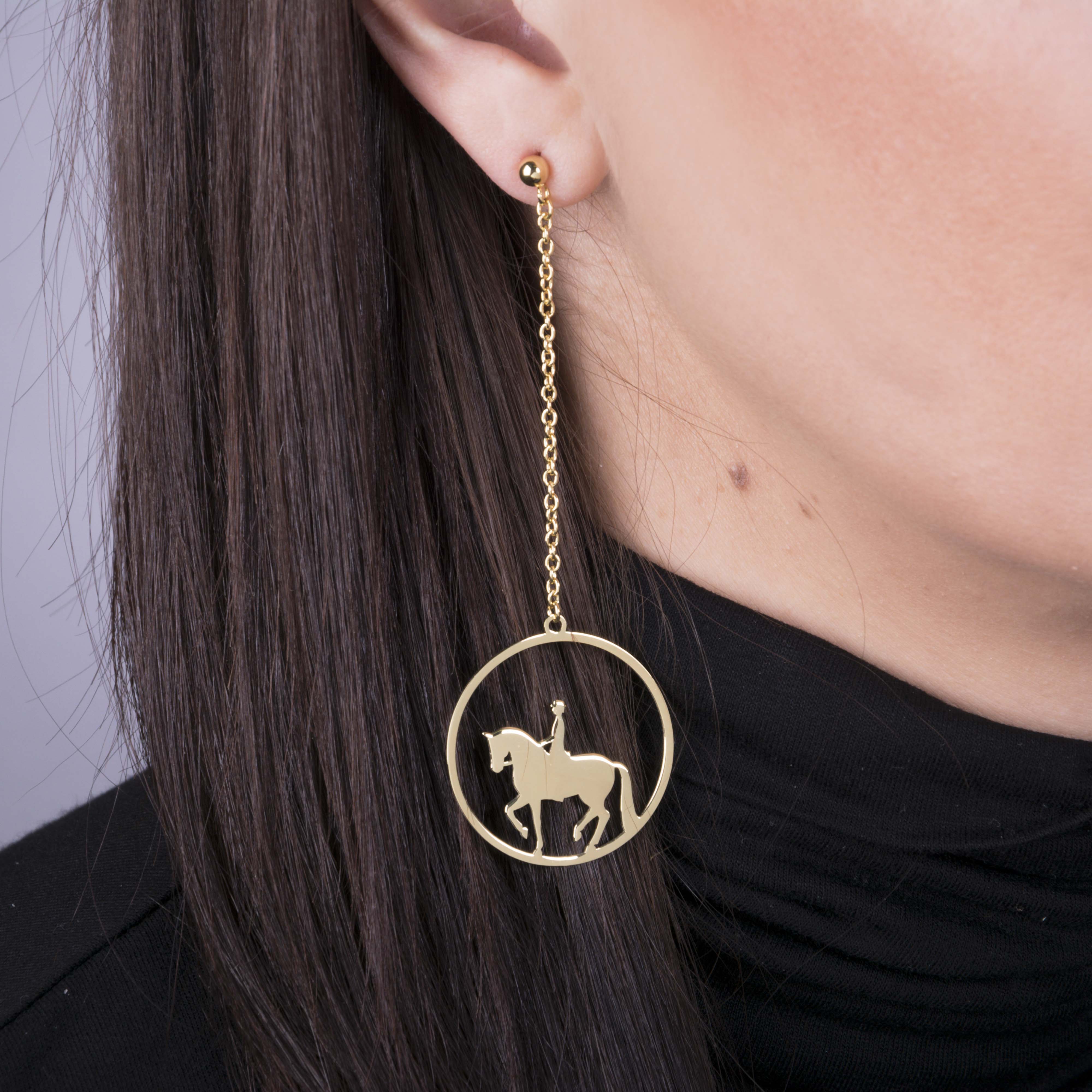 Náušnice piaf - jazdec kruh - 3cm na retiazke