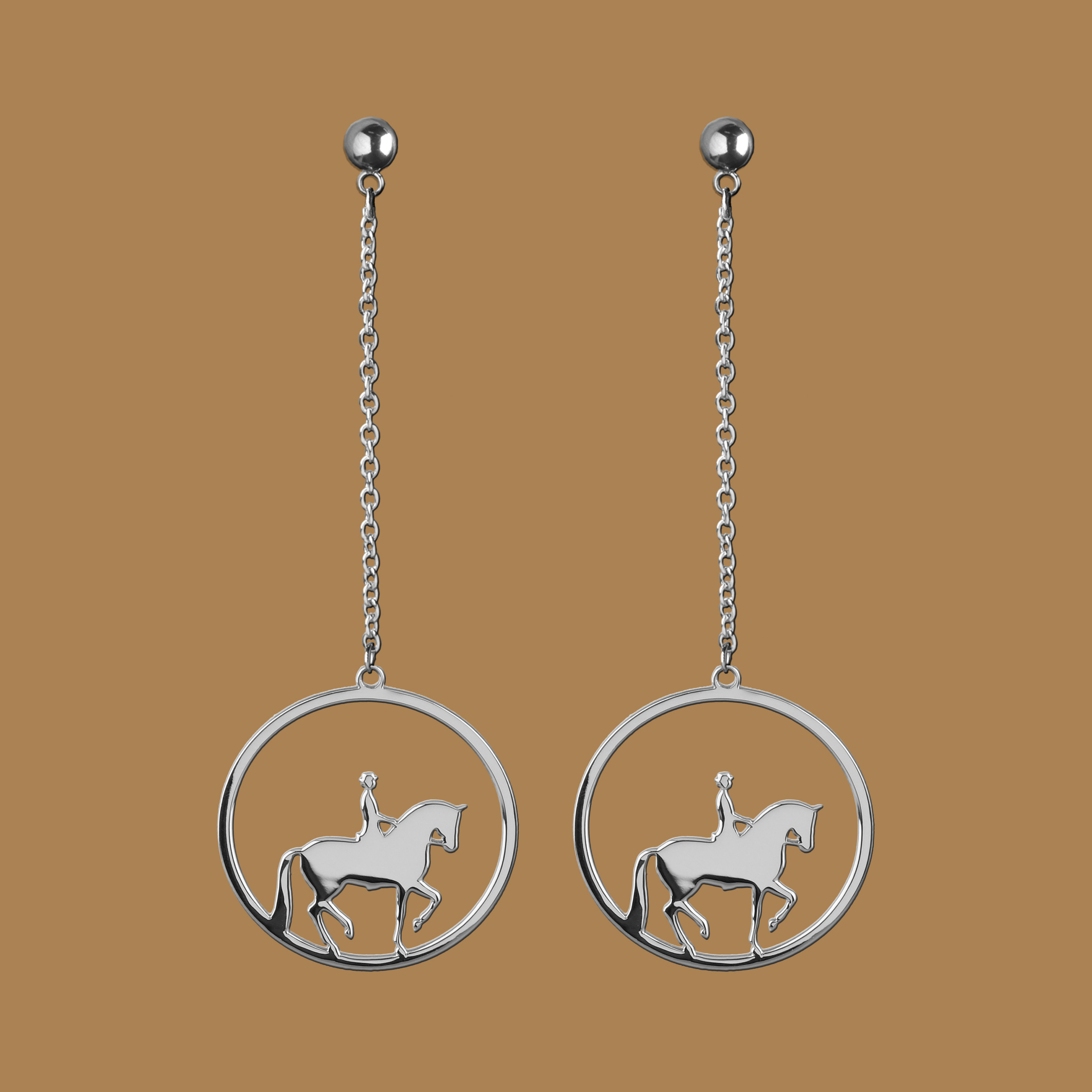 Náušnice piaf - jazdec kruh - 3cm na retiazke