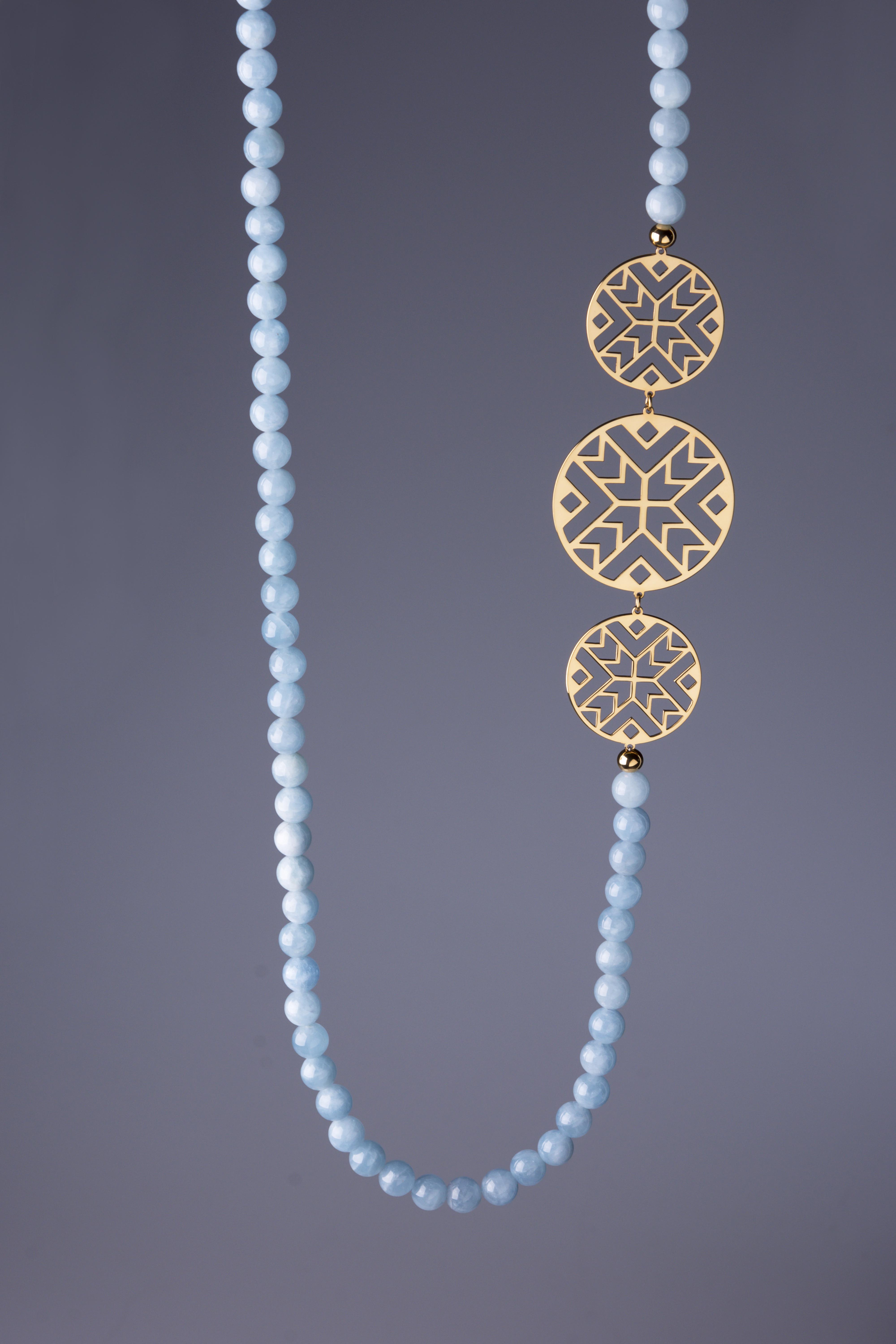 Náhrdelník geometria - akvamarín