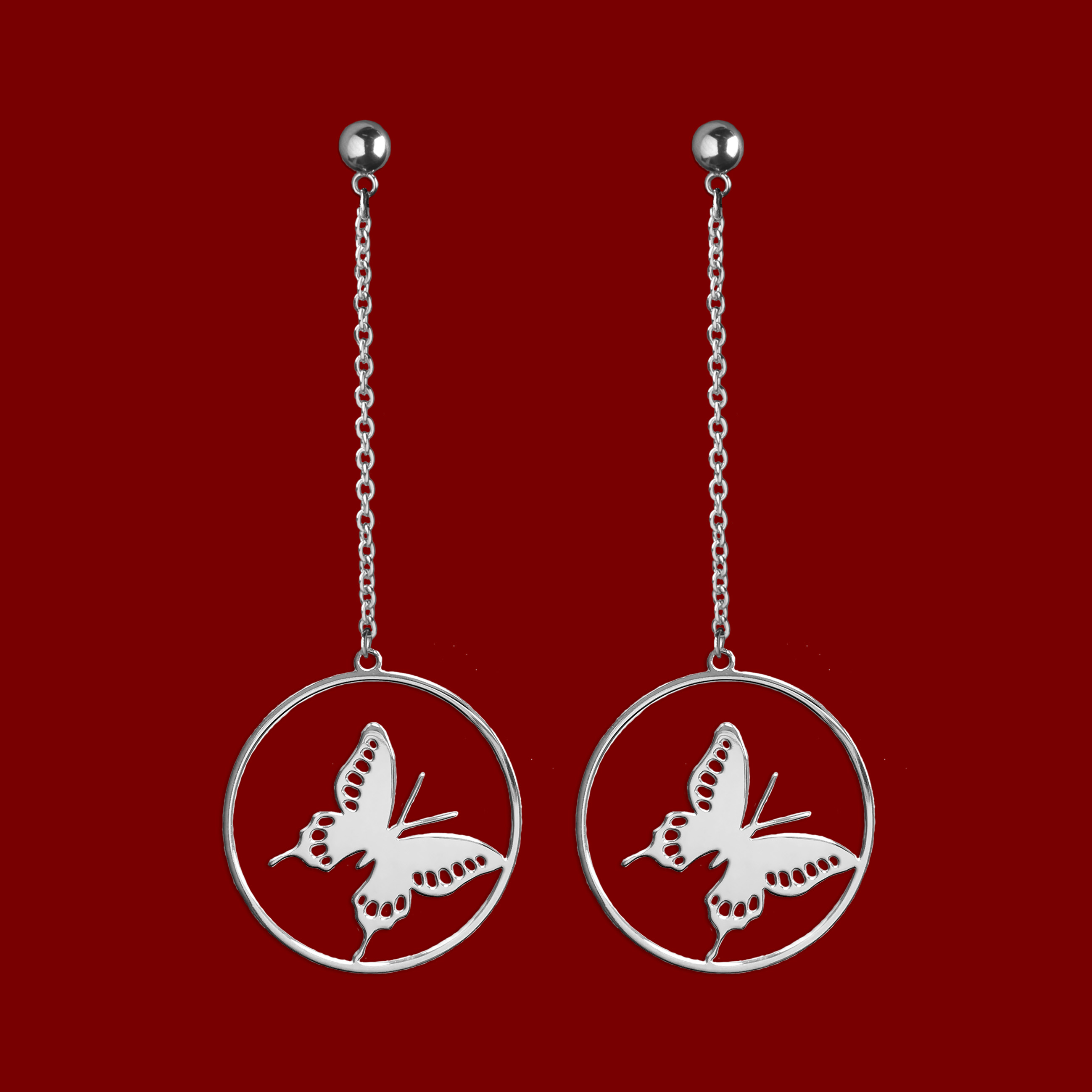 Náušnice motýľ vidlochvost - 3cm na retiazke