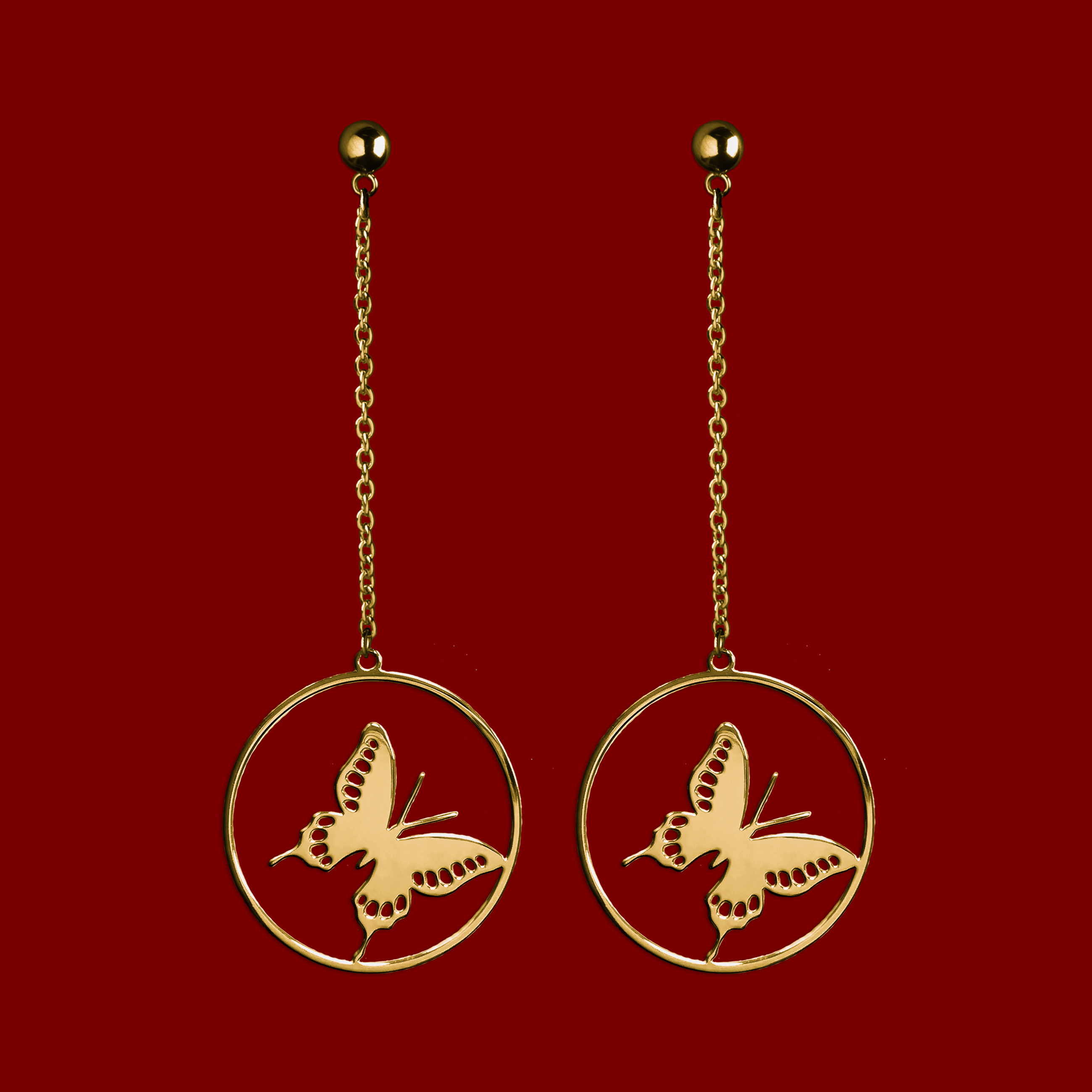 Náušnice motýľ vidlochvost - 3cm na retiazke