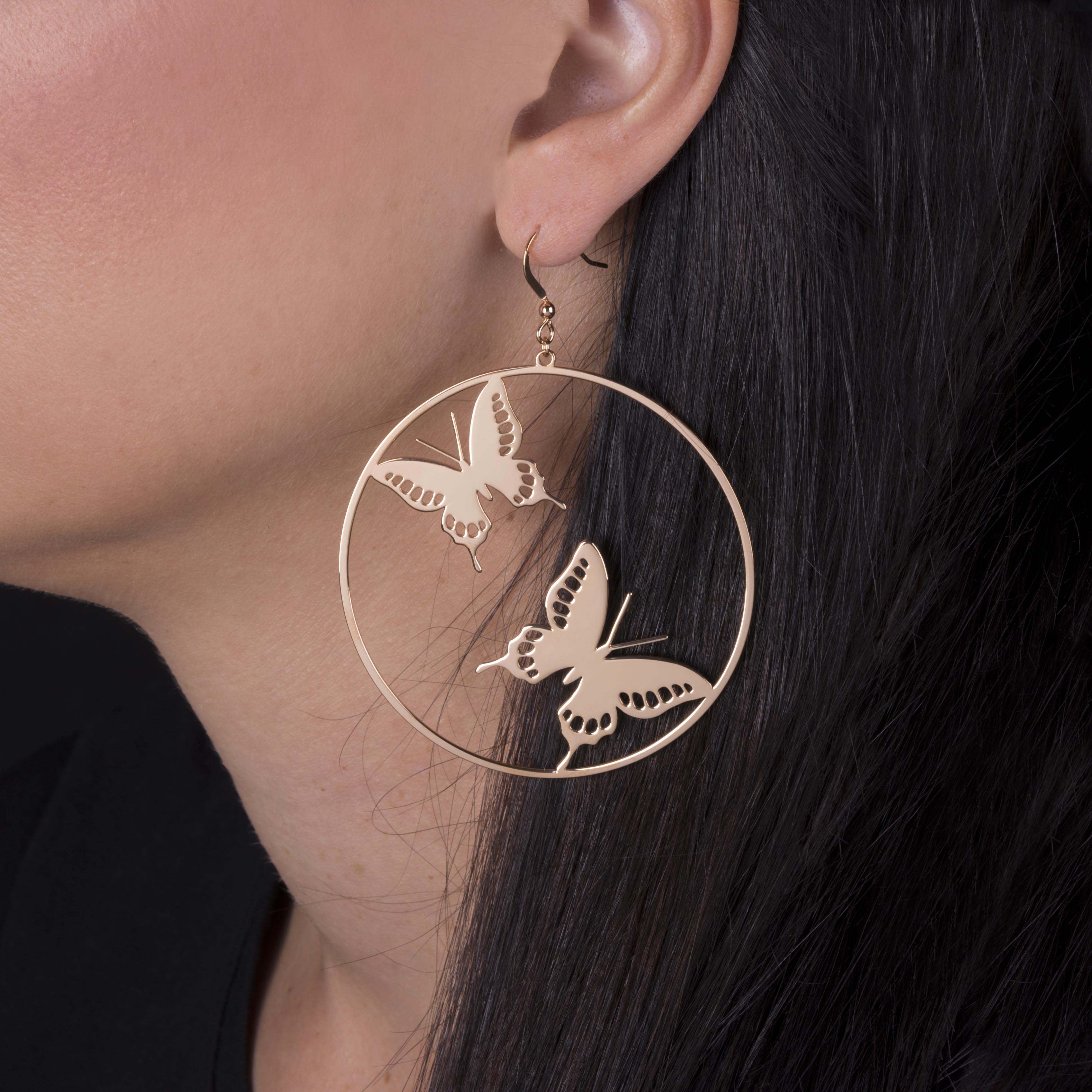 Náušnice 2 motýle - vidlochvost - kruh