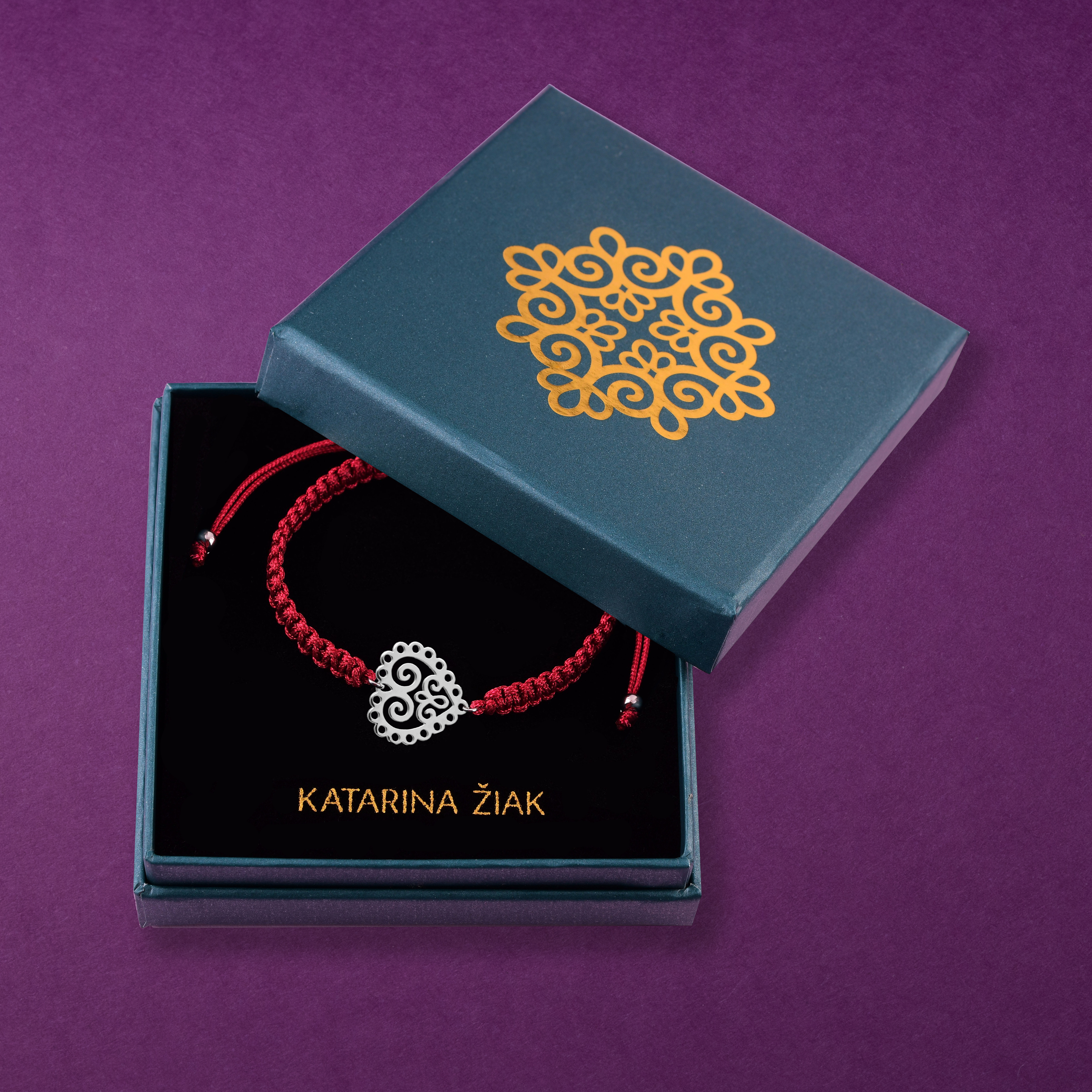 Náramok srdce ornament mini 1 - šnúrka