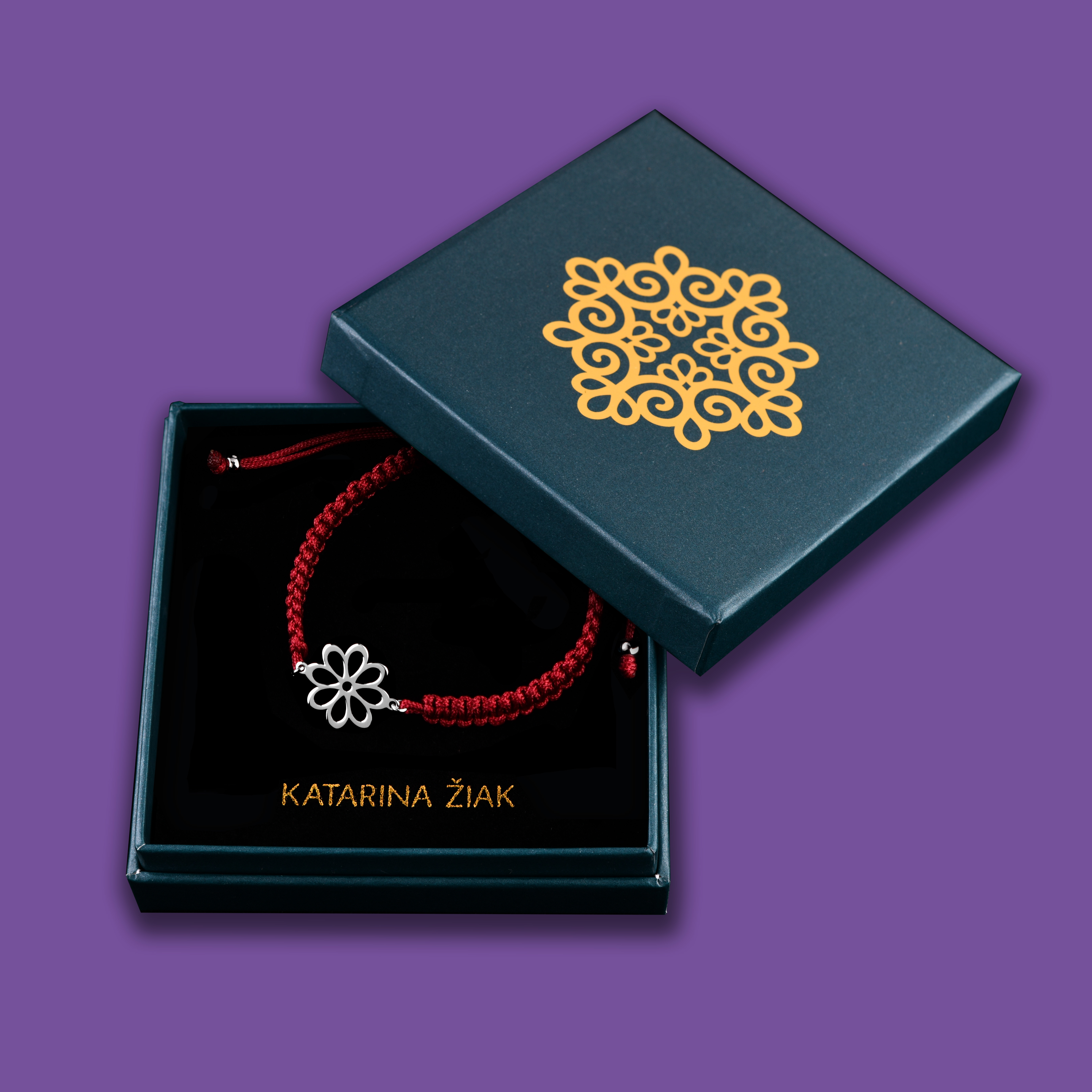 Náramok folk kvietok – margarétka - šnúrka