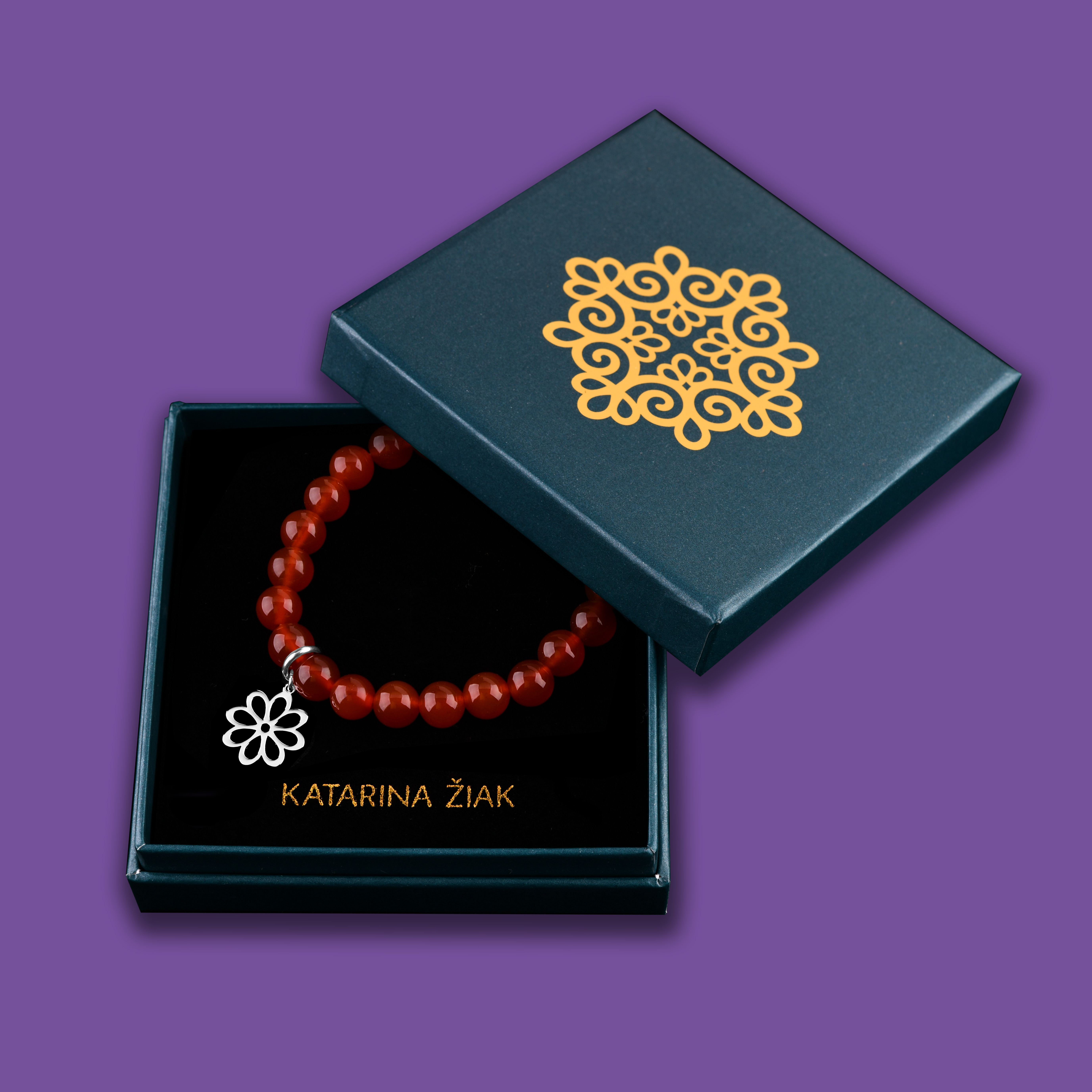 Náramok folk kvietok – margarétka - rôzne kamene