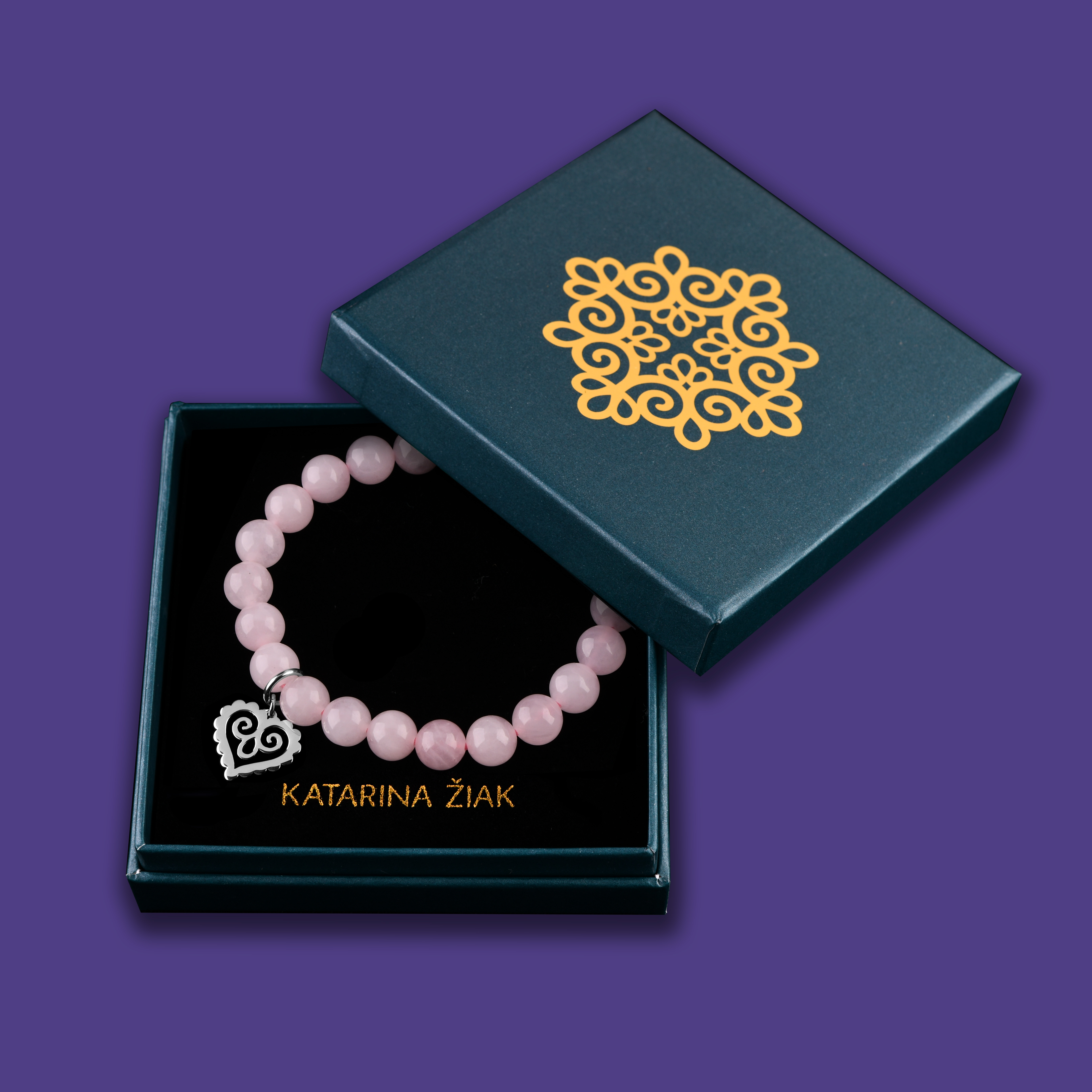 Náramok malé cíferské srdce - rôzne kamene