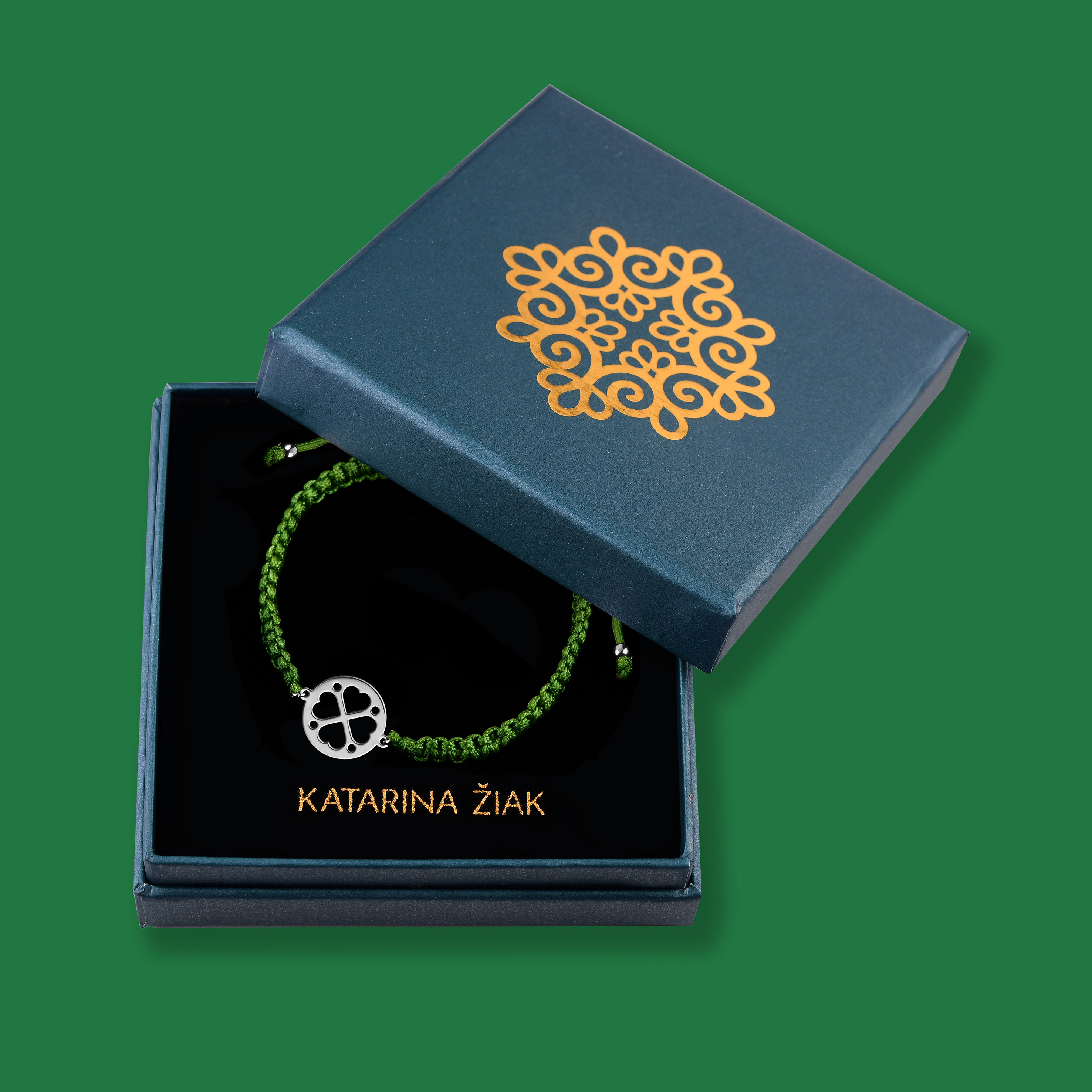 Náramok čipka – štvorlístok - šnúrka