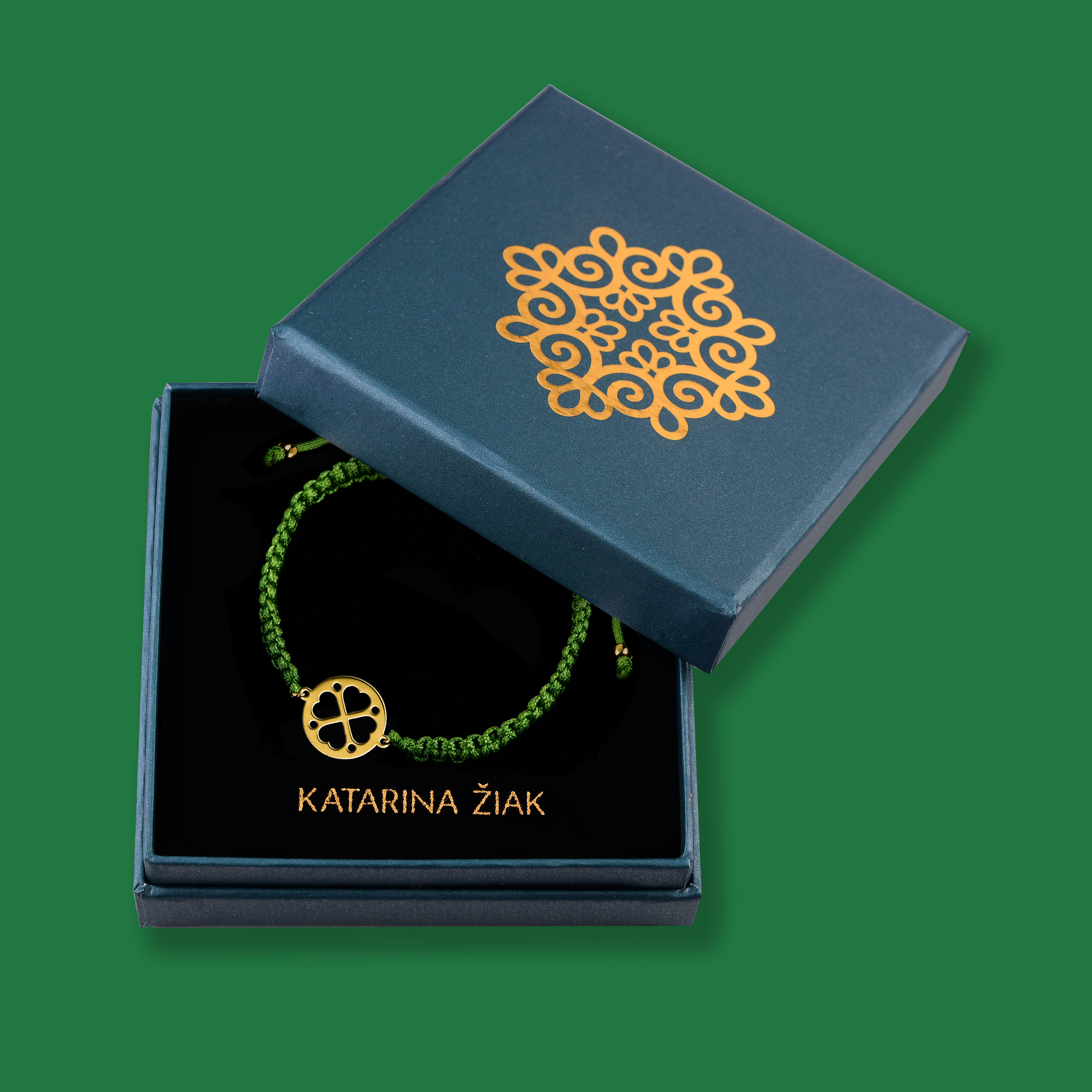 Náramok čipka – štvorlístok - šnúrka