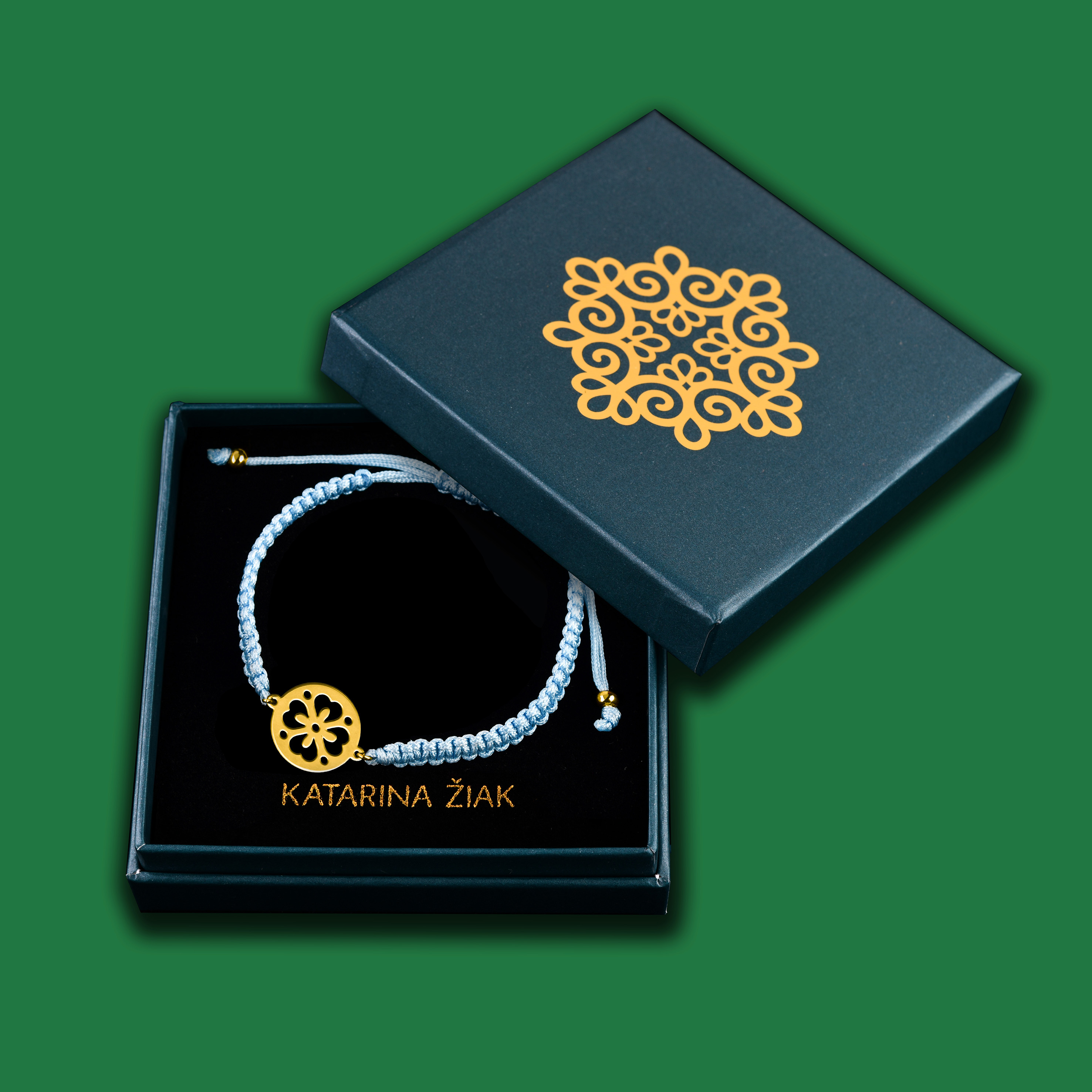 Náramok čipka – nezábudka - šnúrka