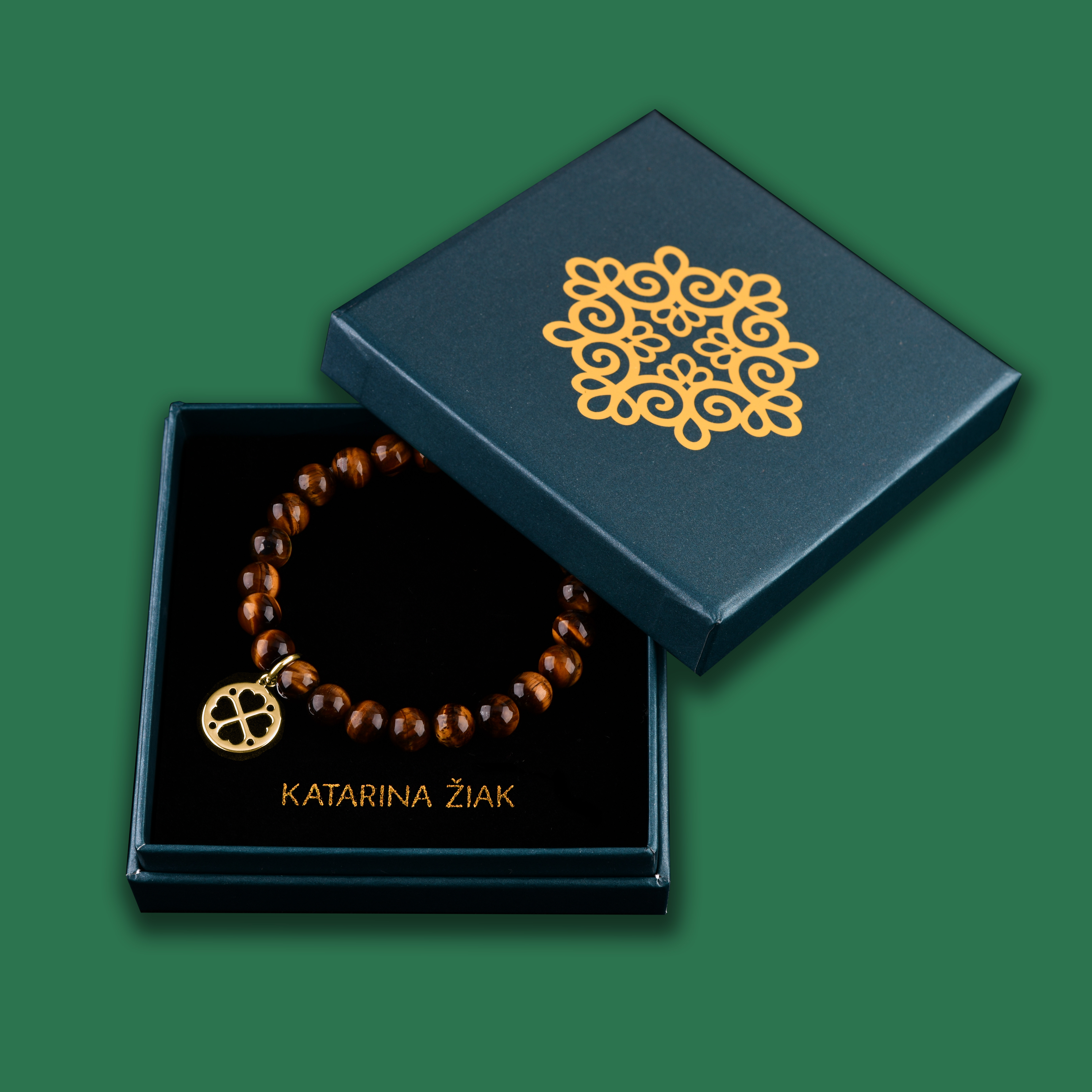 Náramok čipka - štvorlístok - rôzne kamene