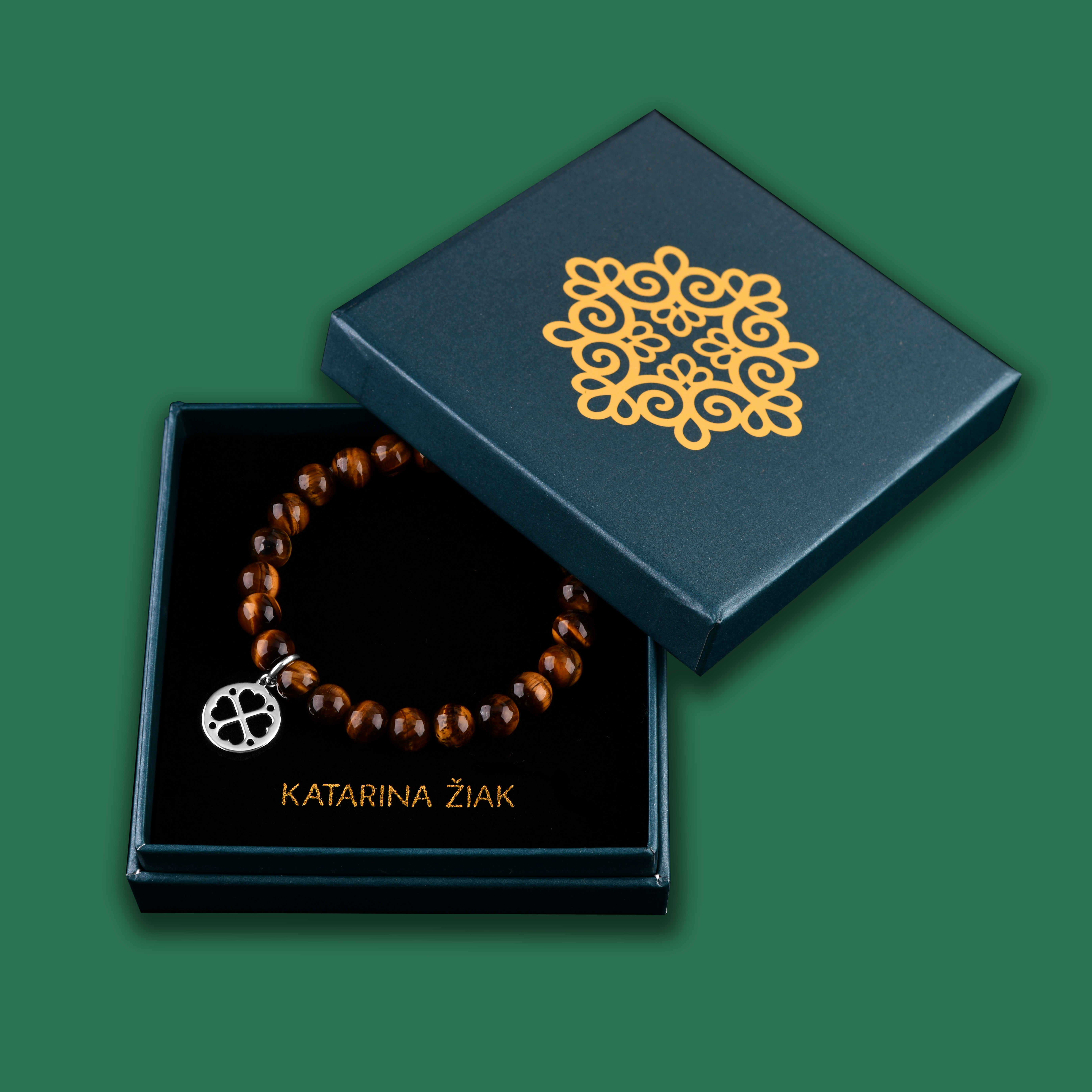 Náramok čipka - štvorlístok - rôzne kamene