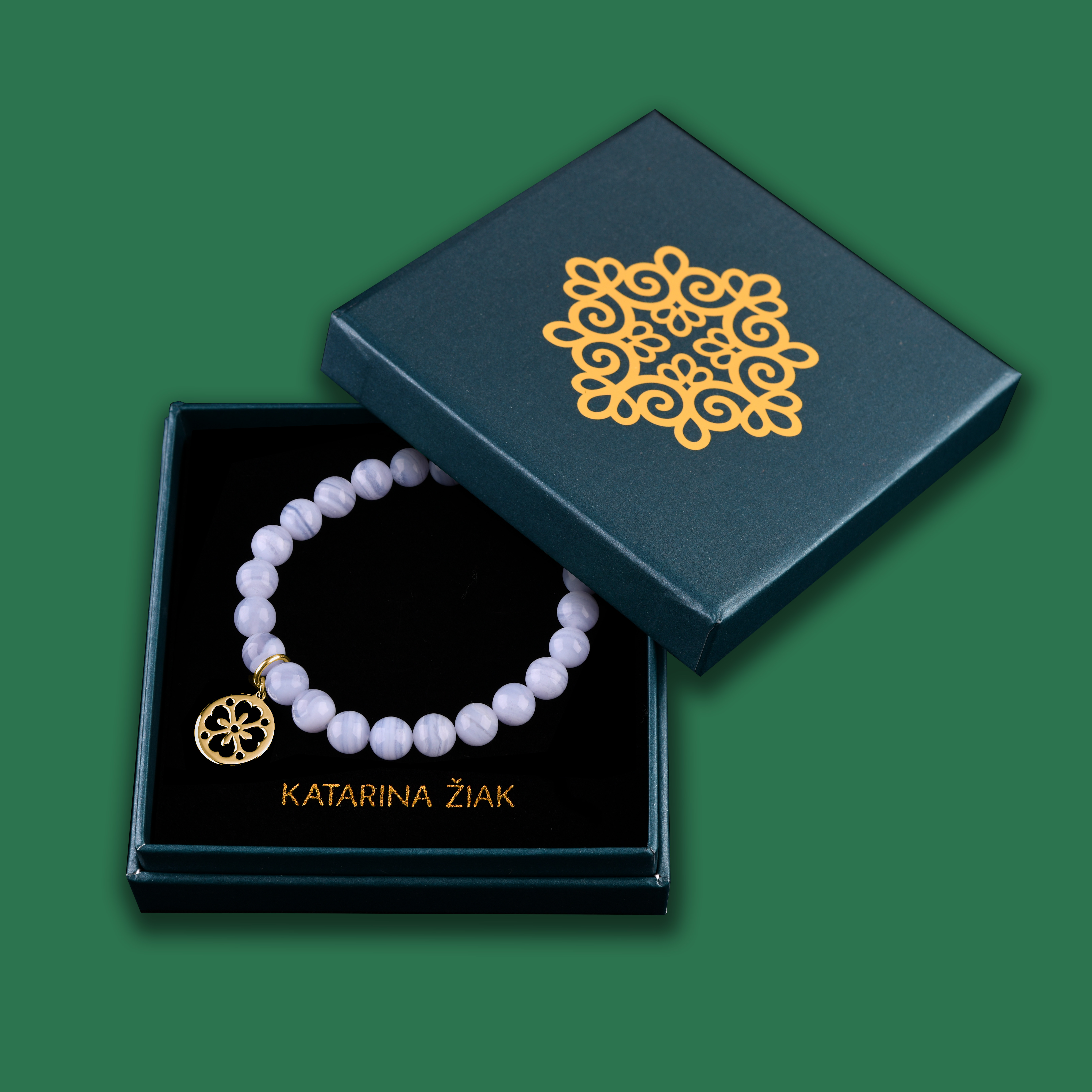 Náramok čipka - nezábudka - rôzne kamene