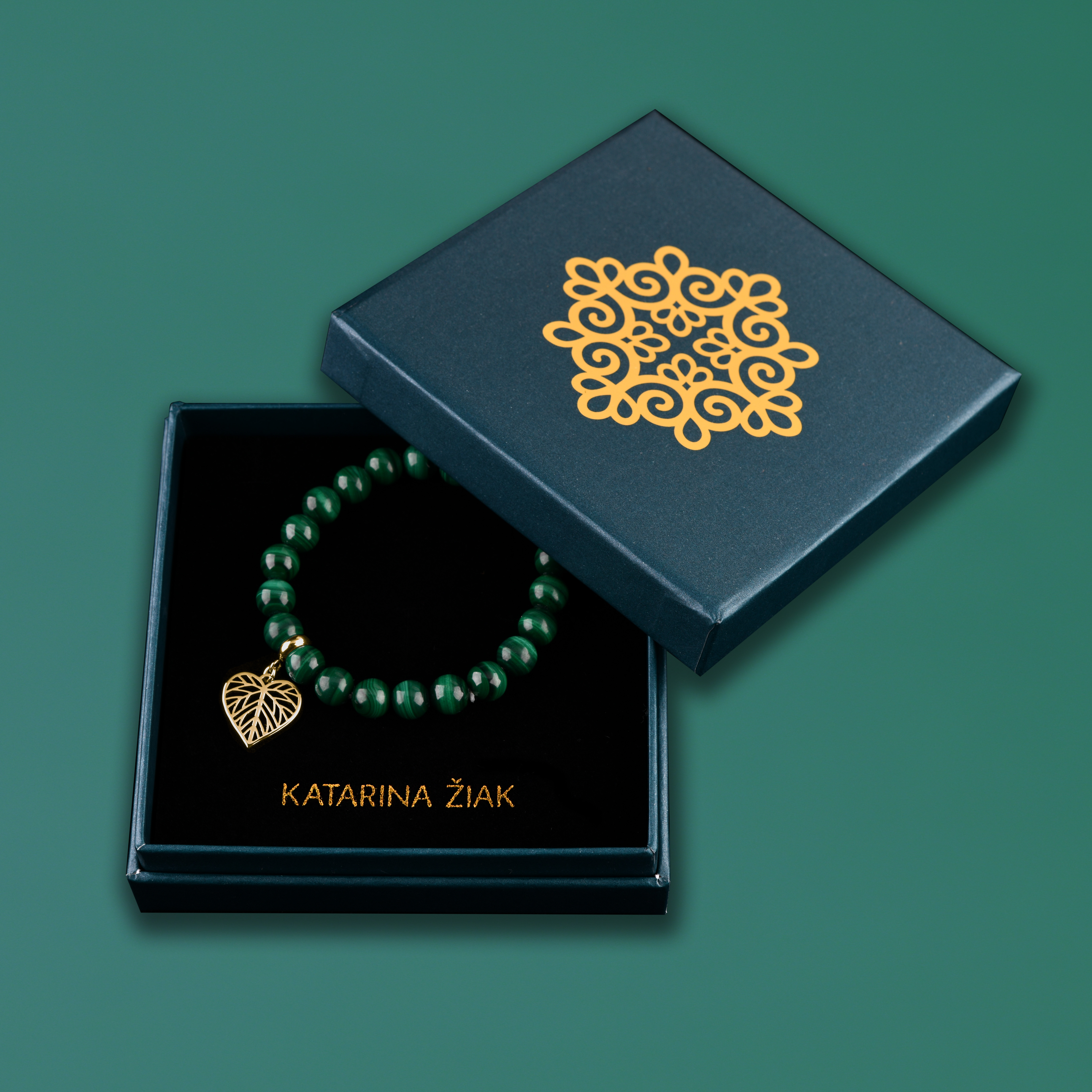 Náramok malý lipový list - rôzne kamene