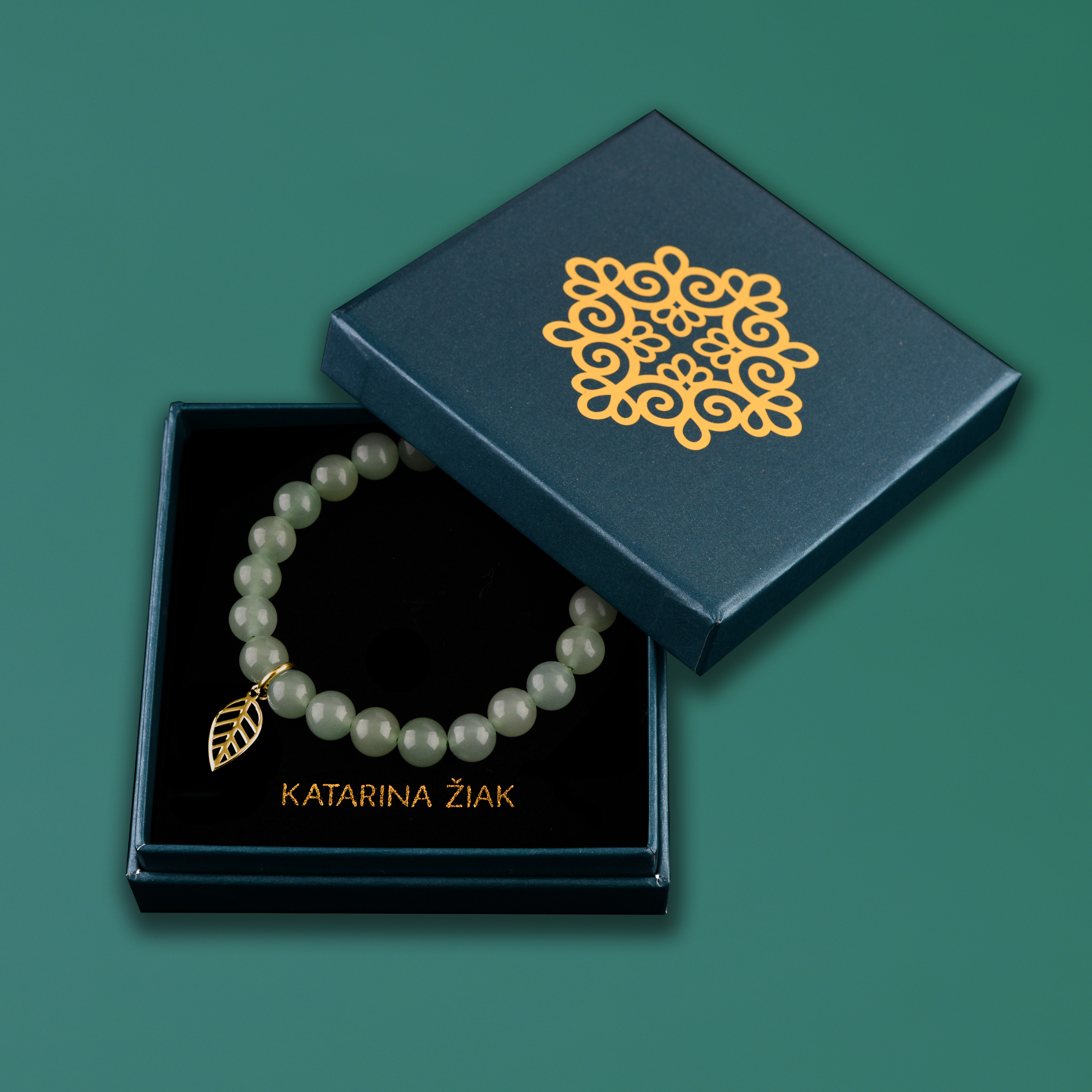 Náramok  malý bukový list - rôzne kamene