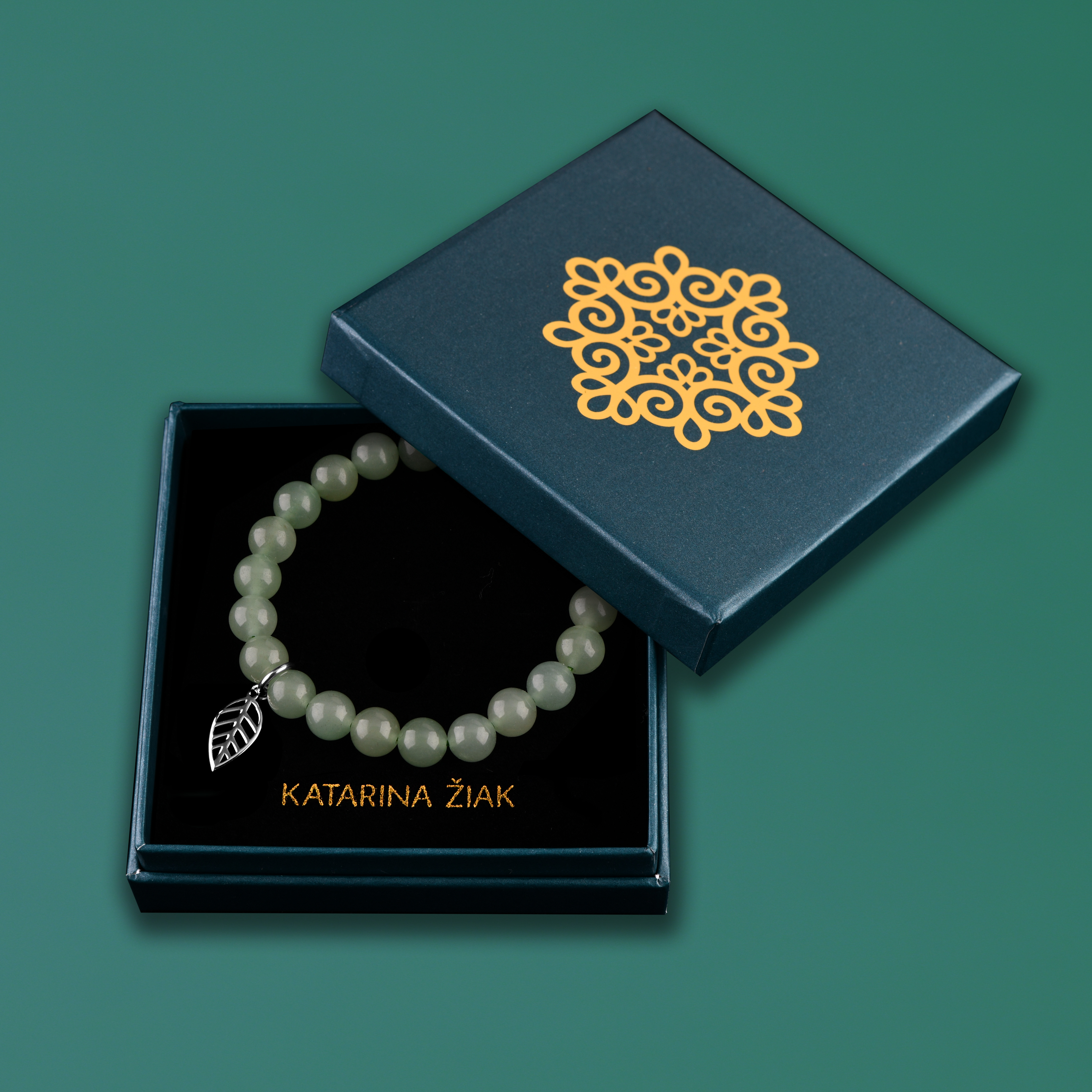 Náramok  malý bukový list - rôzne kamene