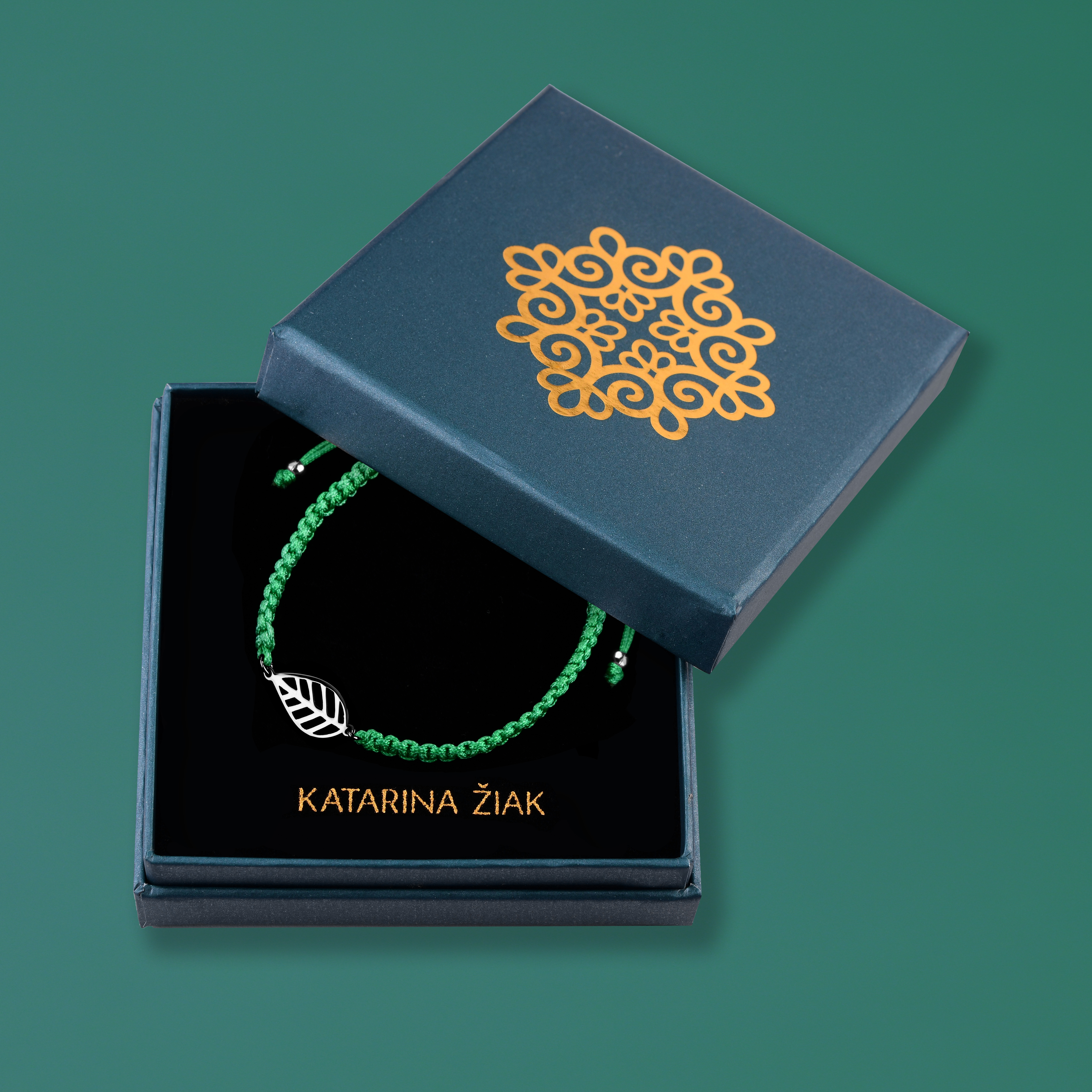 Náramok malý bukový list - šnúrka