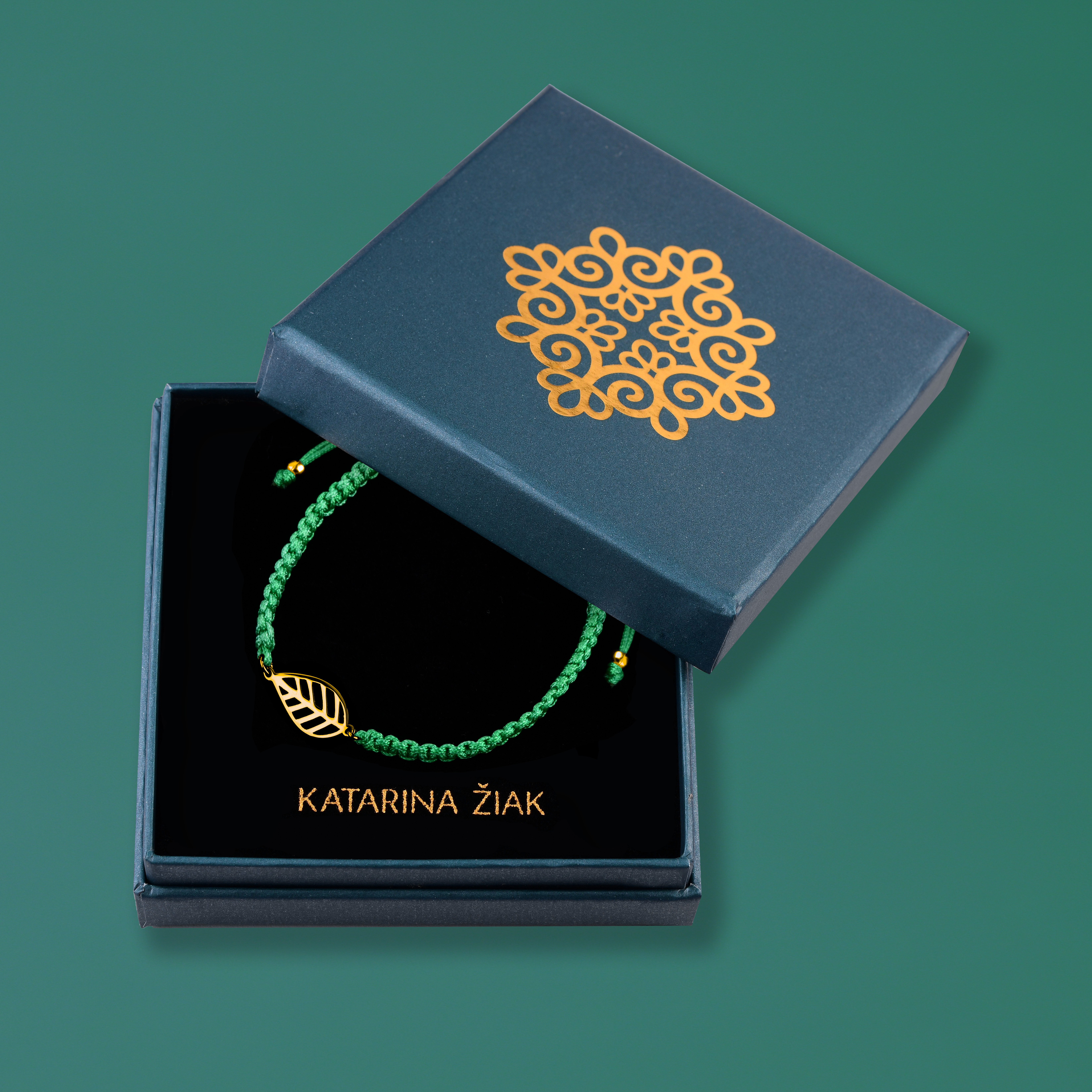 Náramok malý bukový list - šnúrka