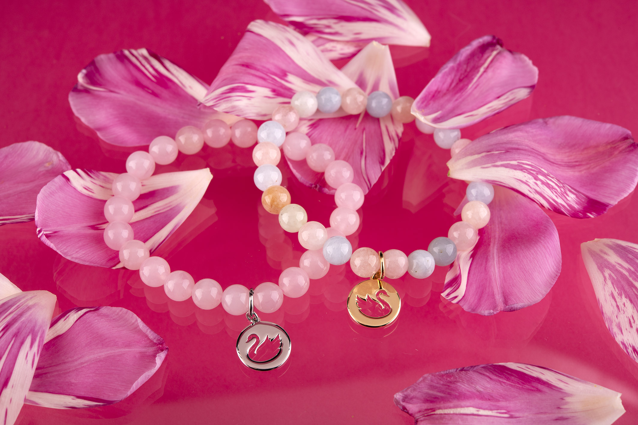 Náramok labuť - rôzne kamene