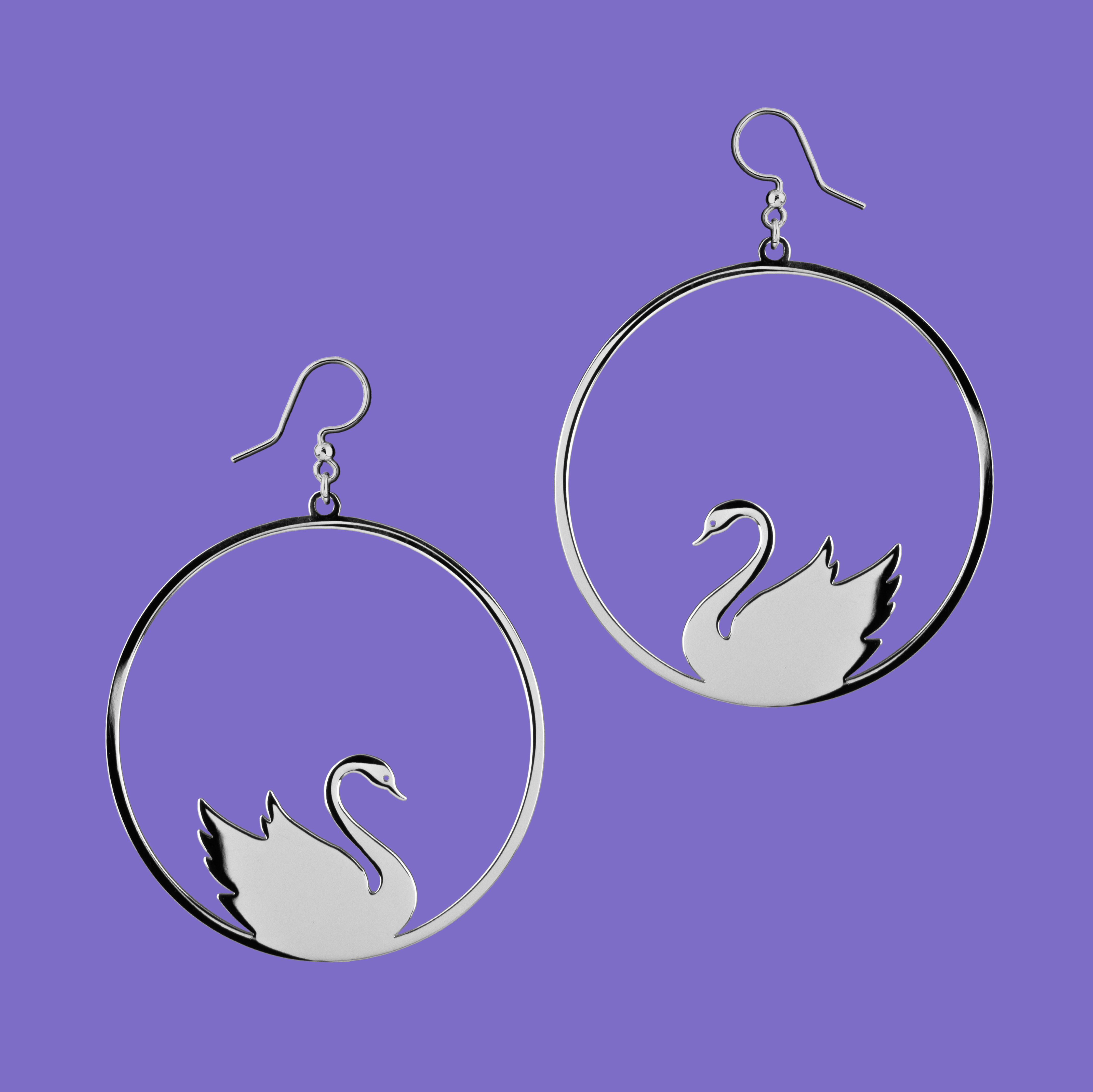 Náušnice labuť - kruh - 4 cm