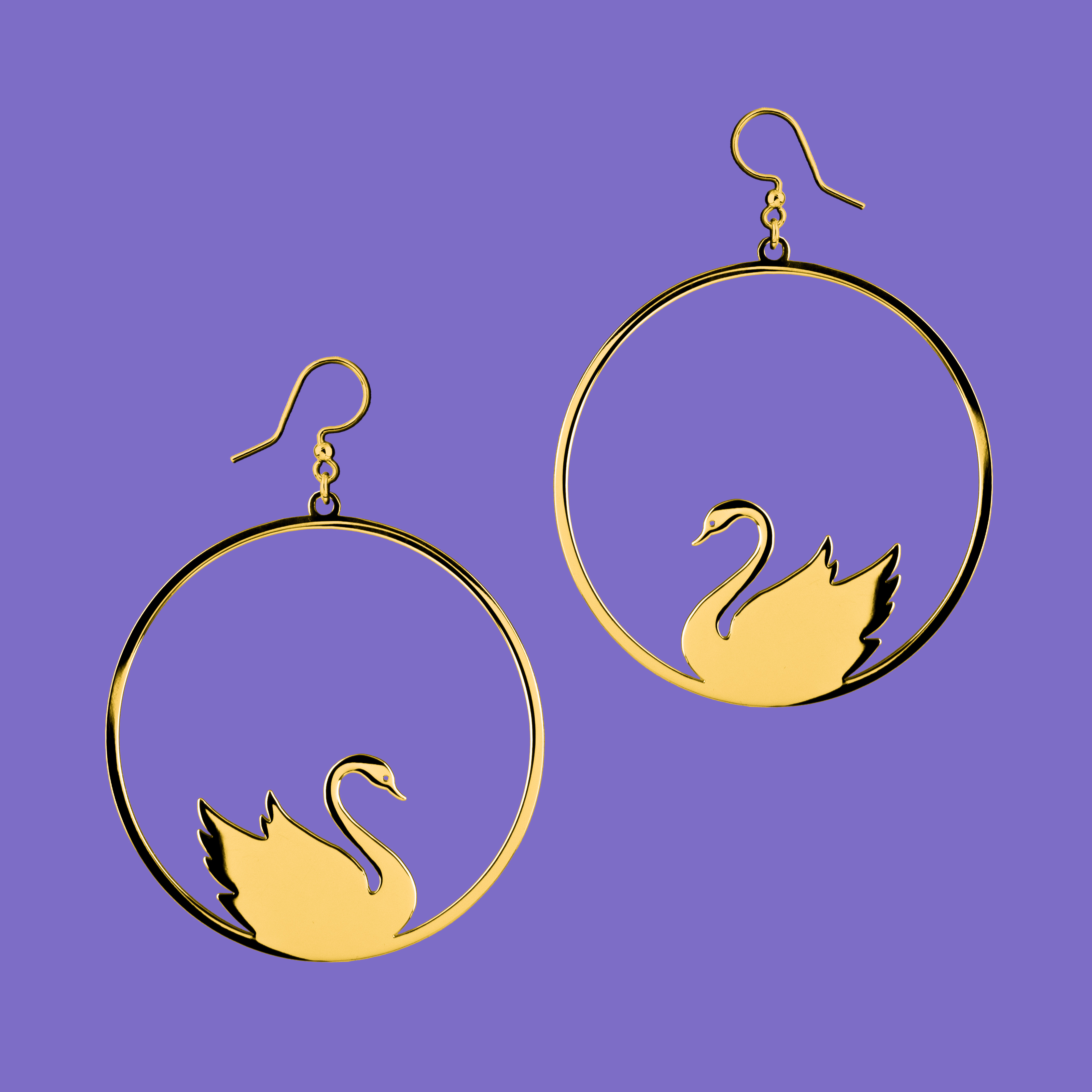 Náušnice labuť - kruh - 4 cm