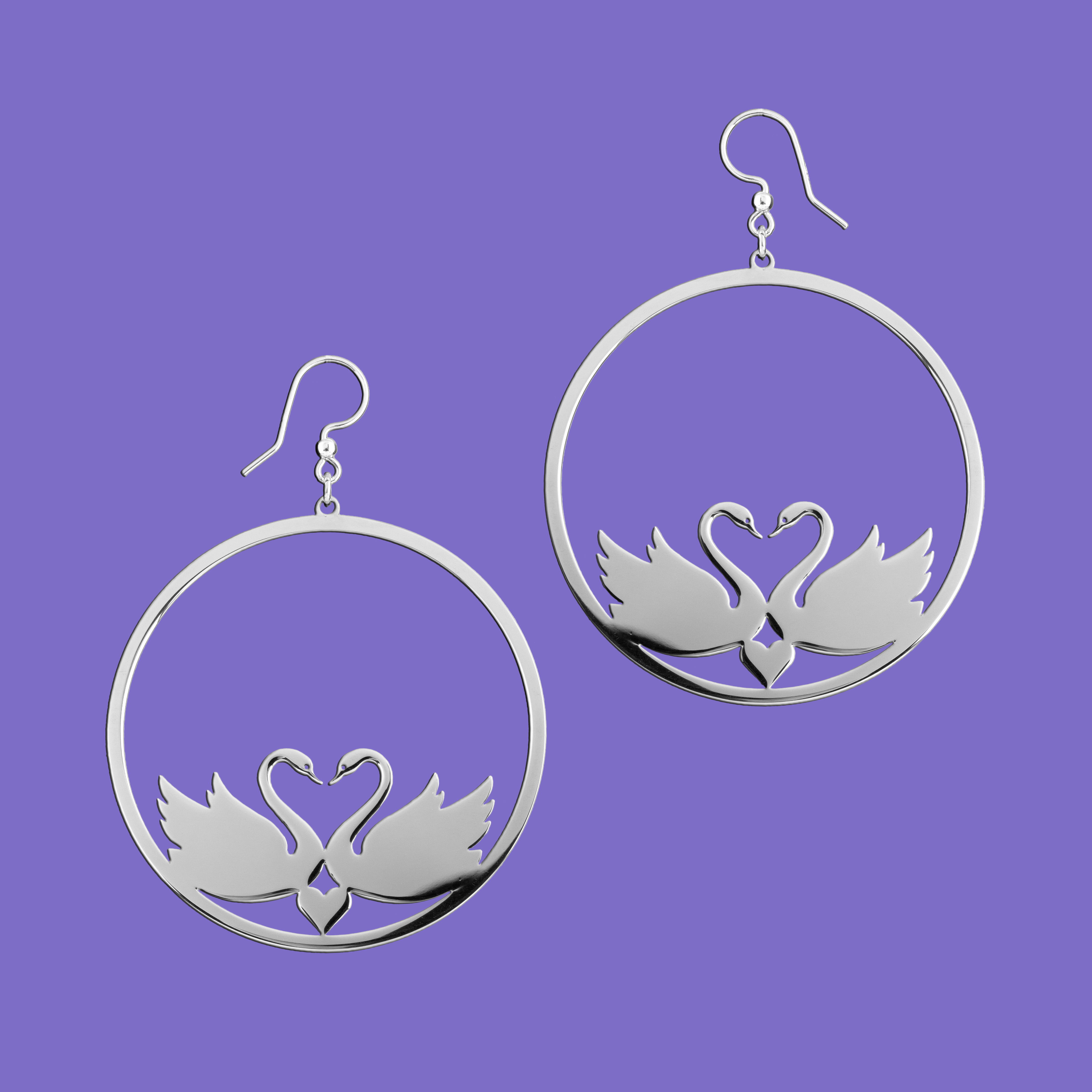 Náušnice labutí pár - kruh - 5 cm