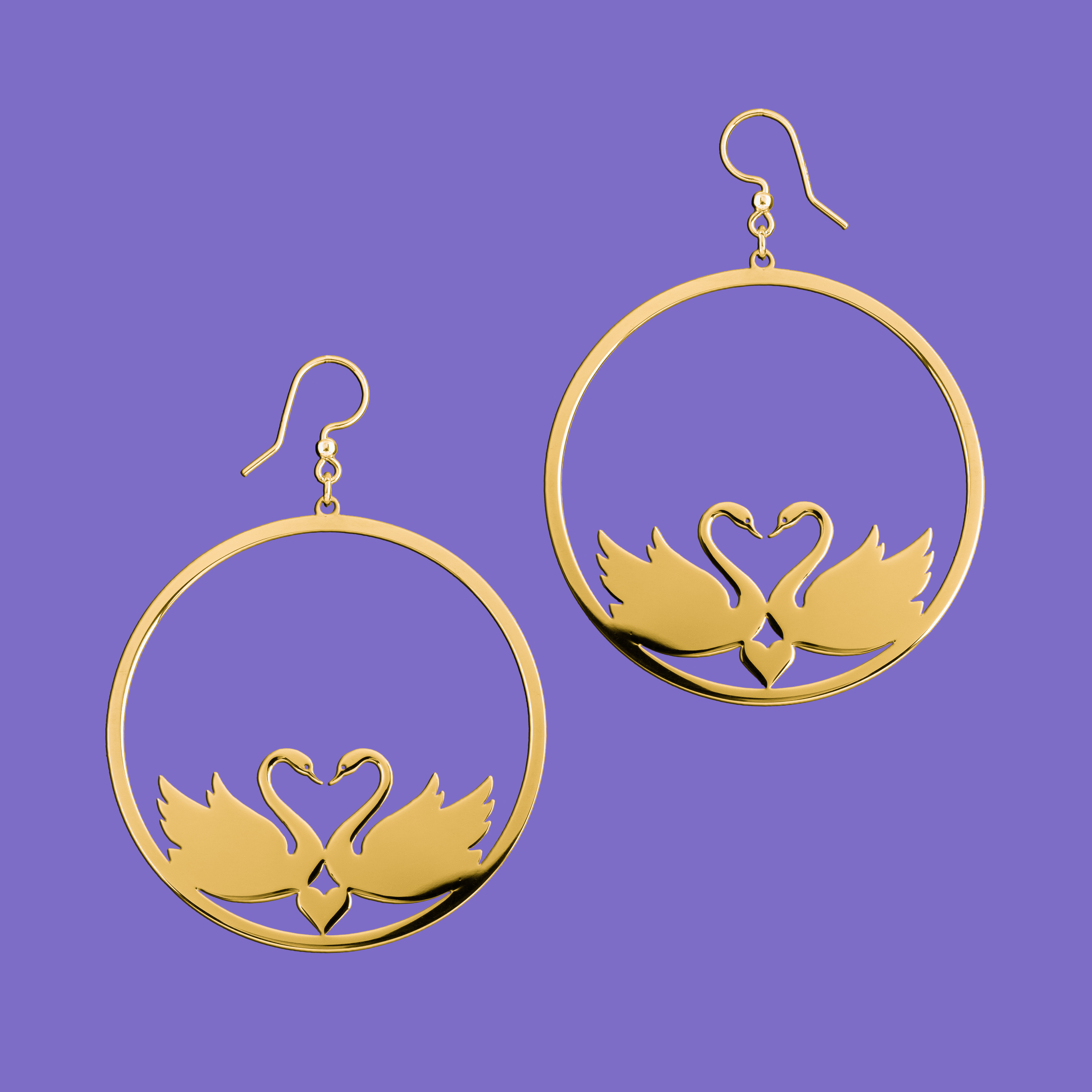 Náušnice labutí pár - kruh - 5 cm