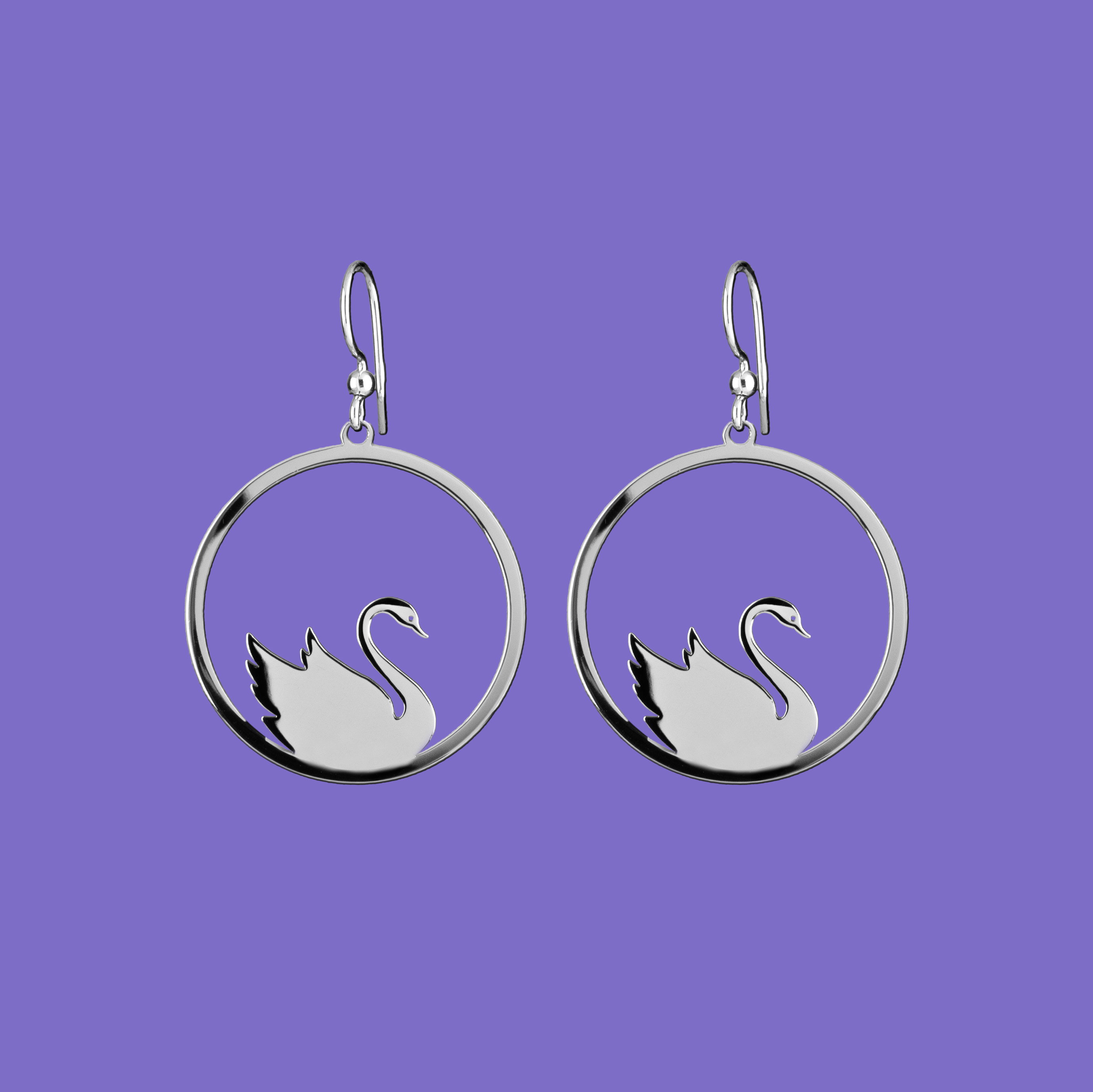 Náušnice labuť - kruh - 3 cm