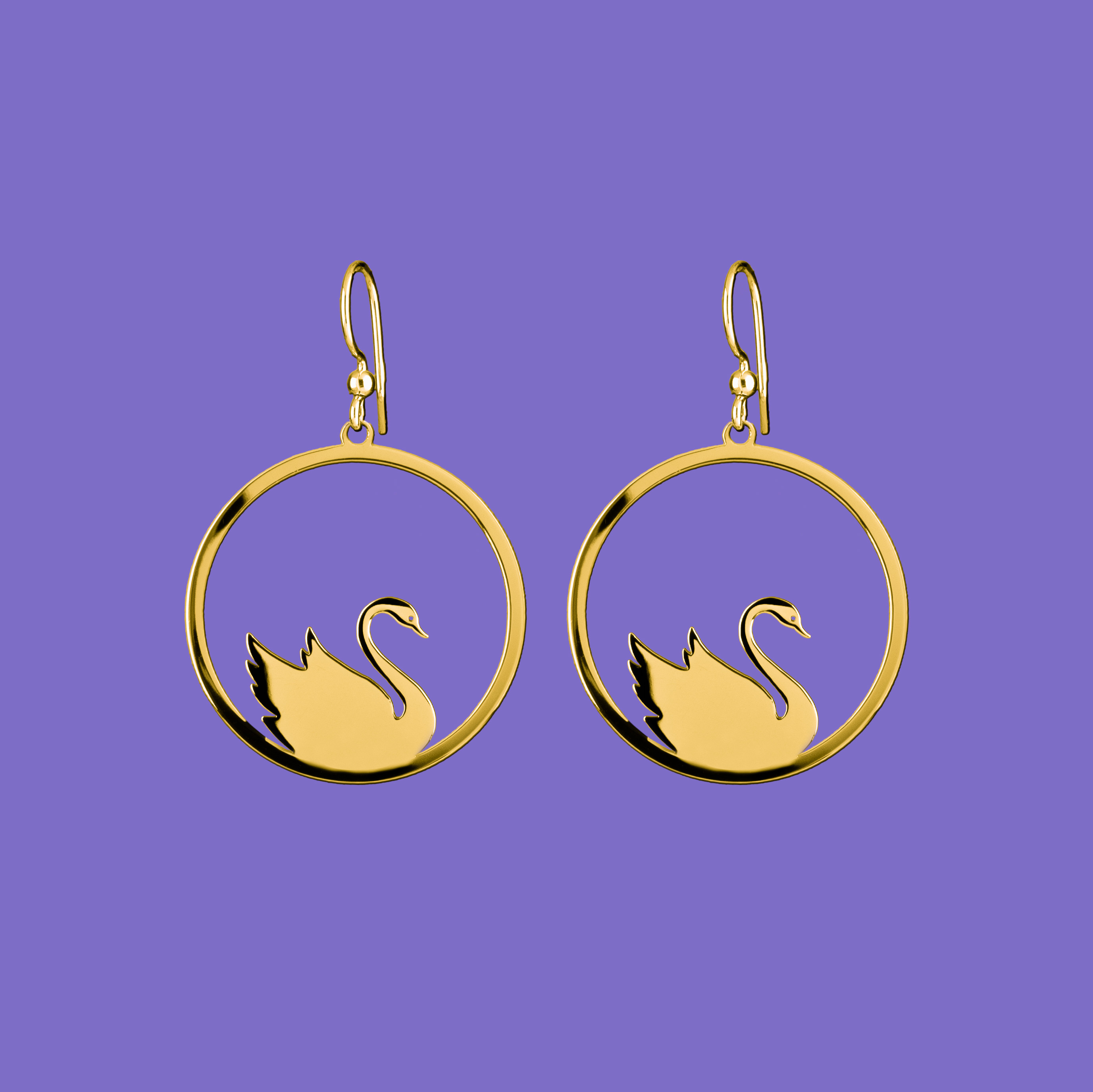 Náušnice labuť - kruh - 3 cm