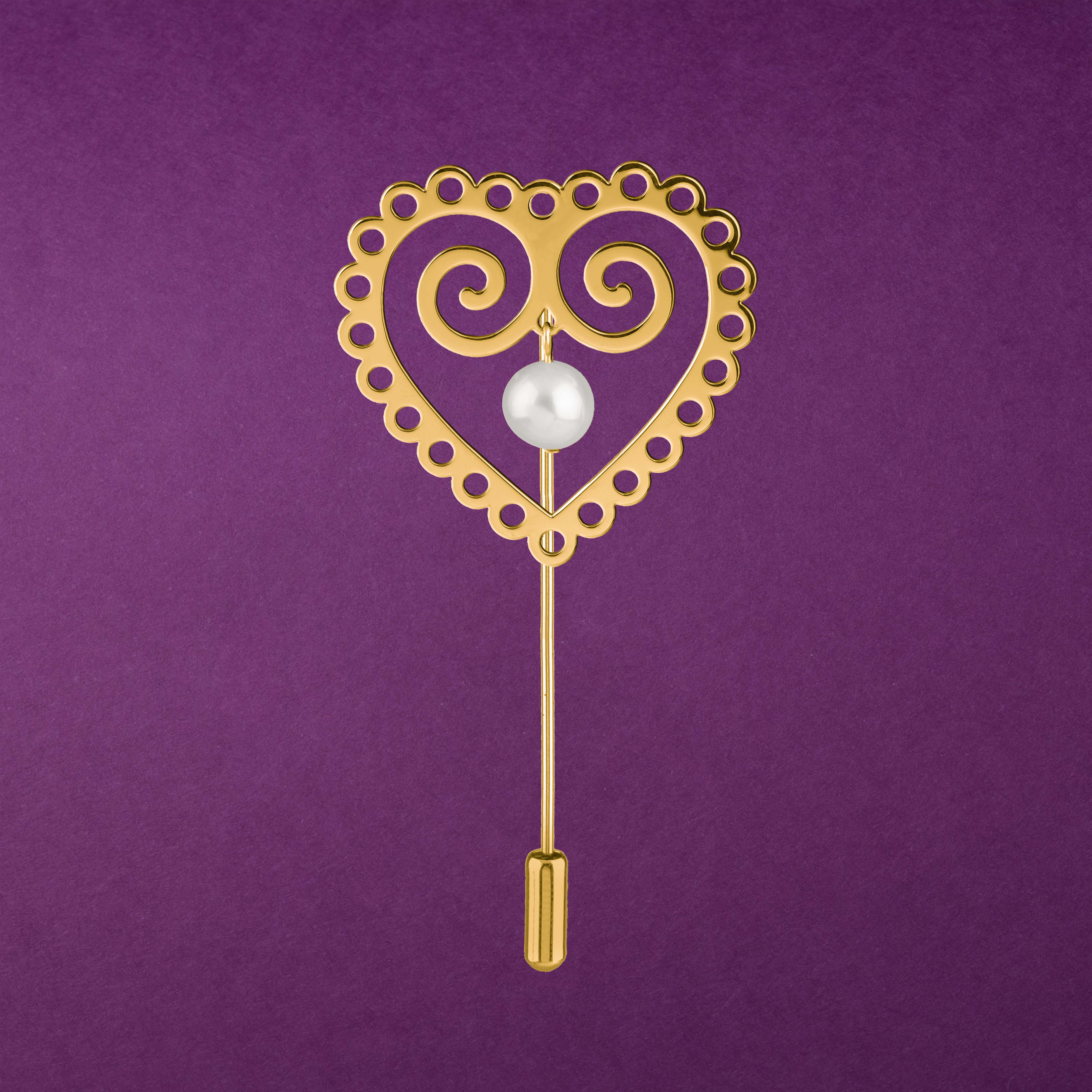 Brošňa srdce s perlou