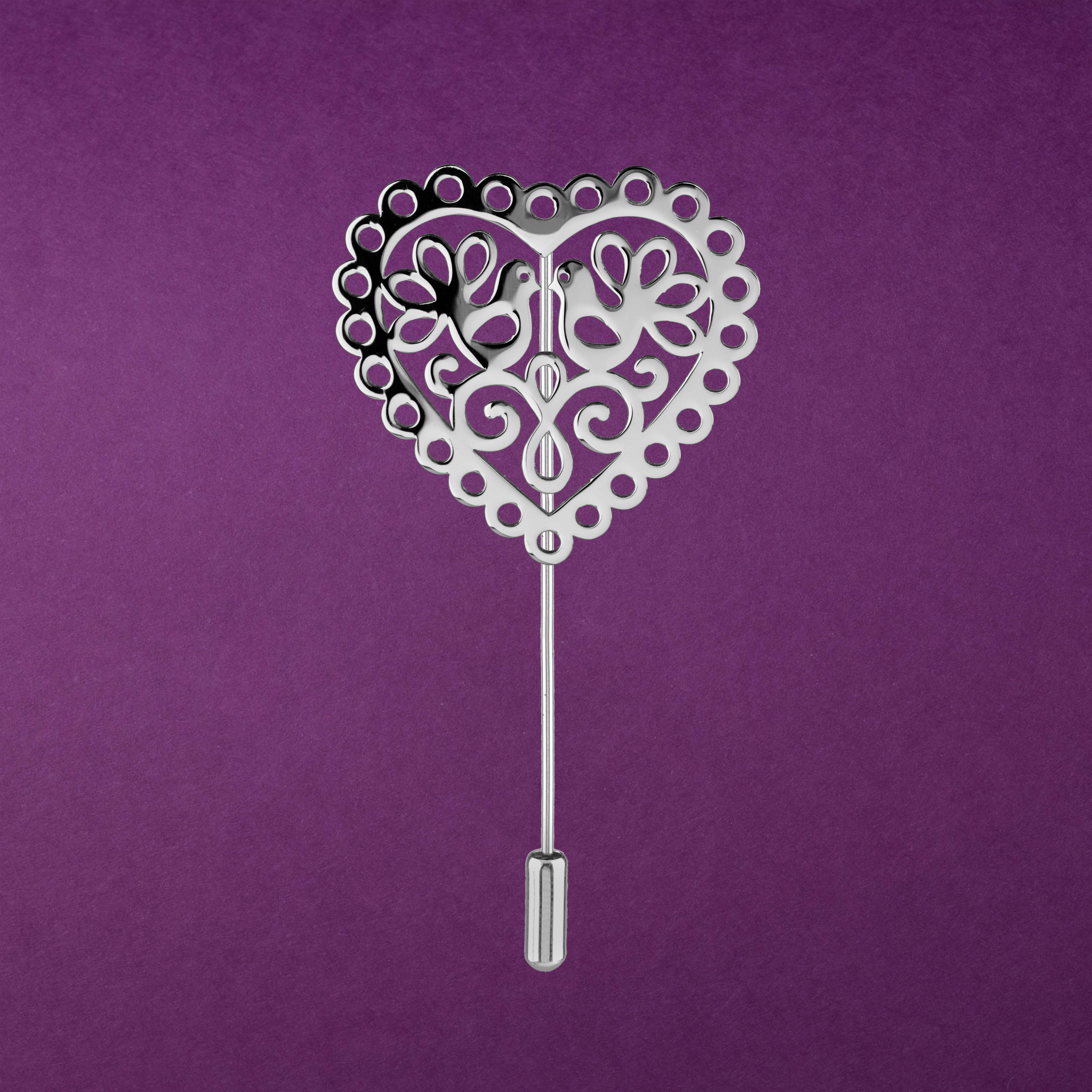 Brošňa srdce holubičky