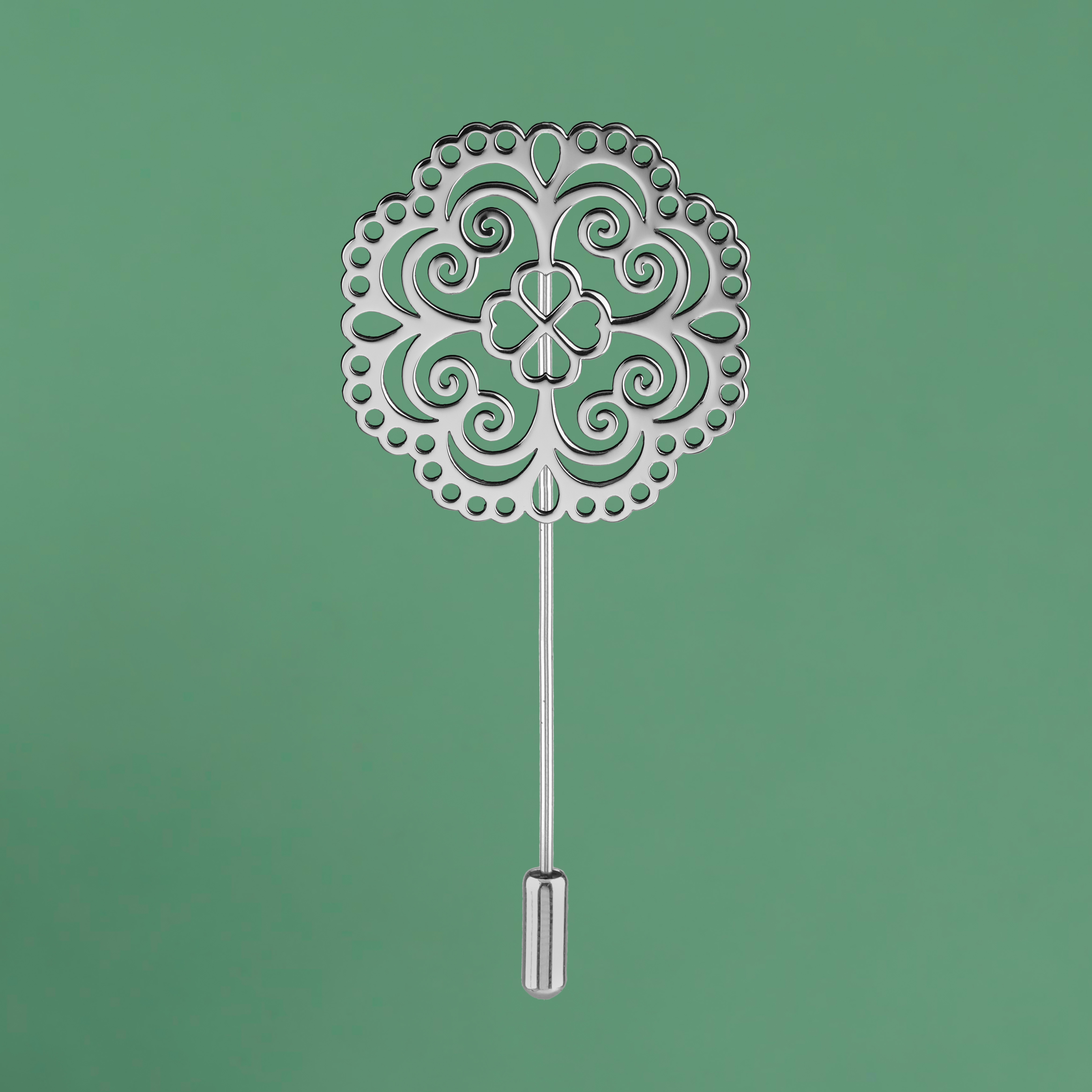 Brošňa štvorlístok ornament 1