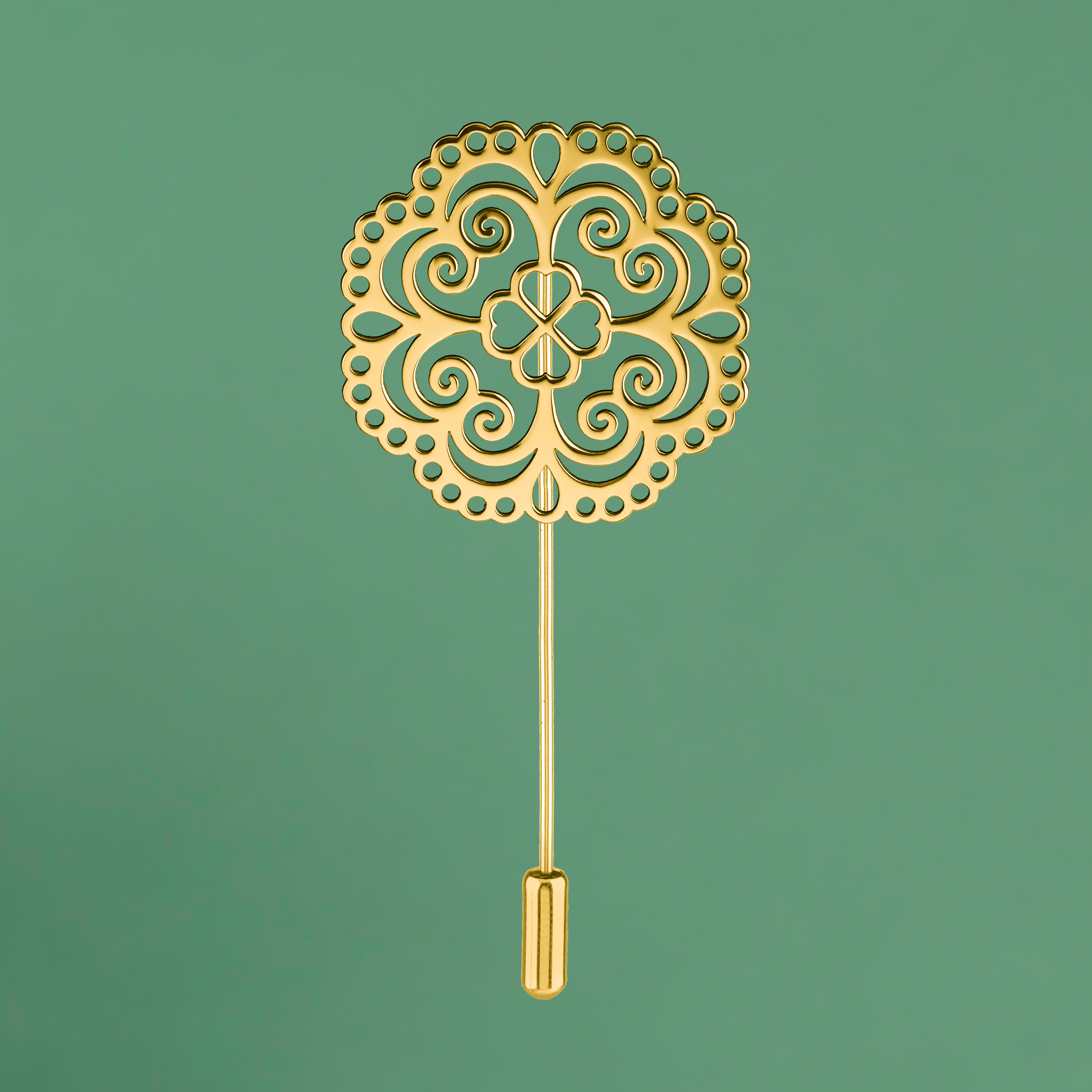 Brošňa štvorlístok ornament 1